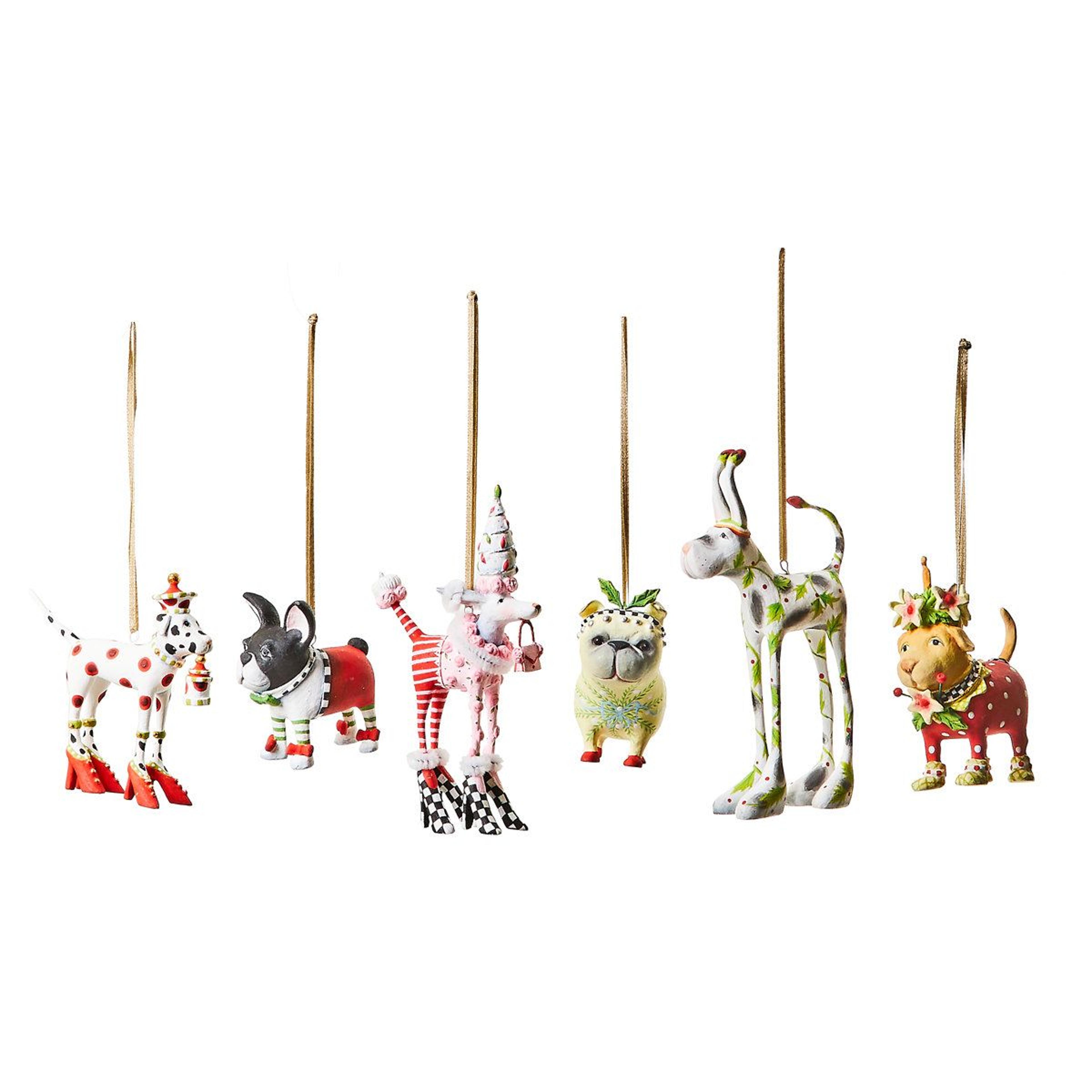 mini dog christmas ornaments set of 6 handmade resin hanging decorations
