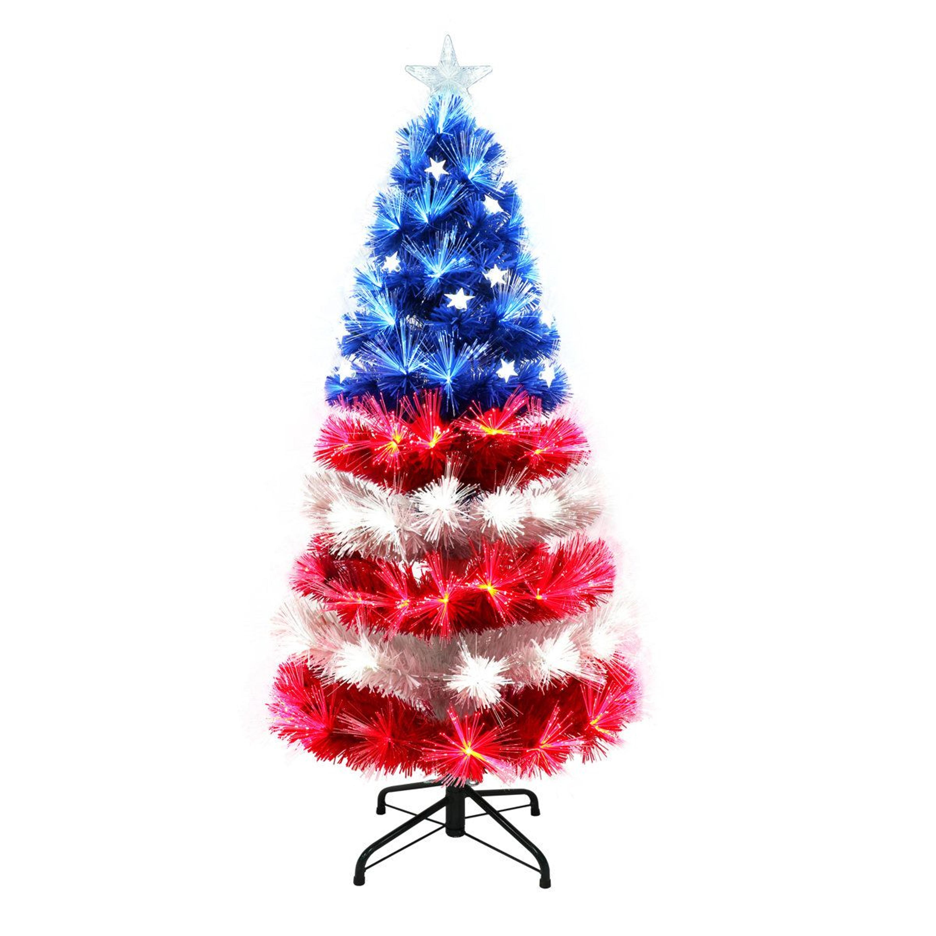 pre-lit artificial christmas tree with 130 color-changing led lights and metal stand