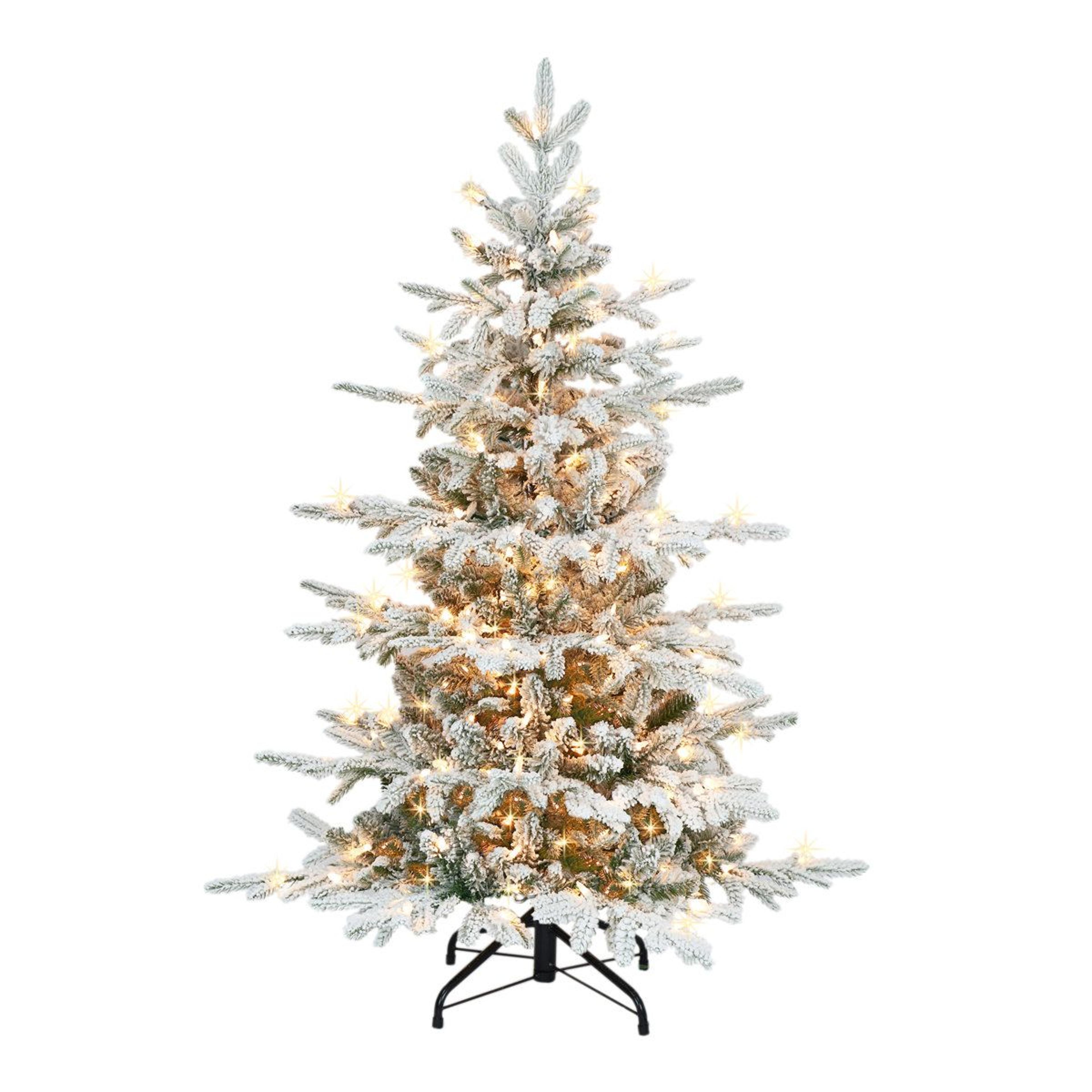 4.5 ft pre-lit flocked fir christmas tree with 250 clear lights
