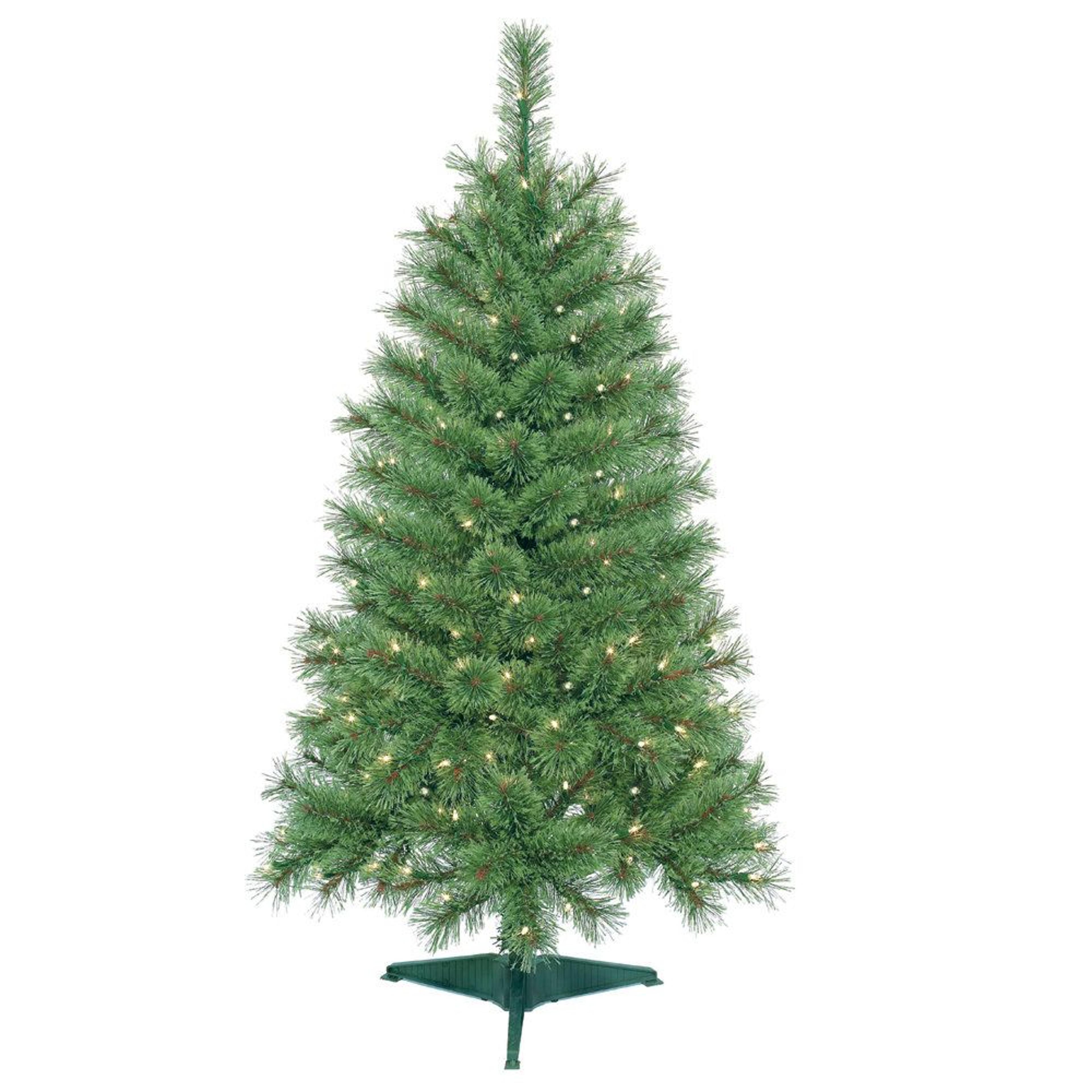 4 ft pre-lit artificial pine christmas tree with 150 warm white lights
