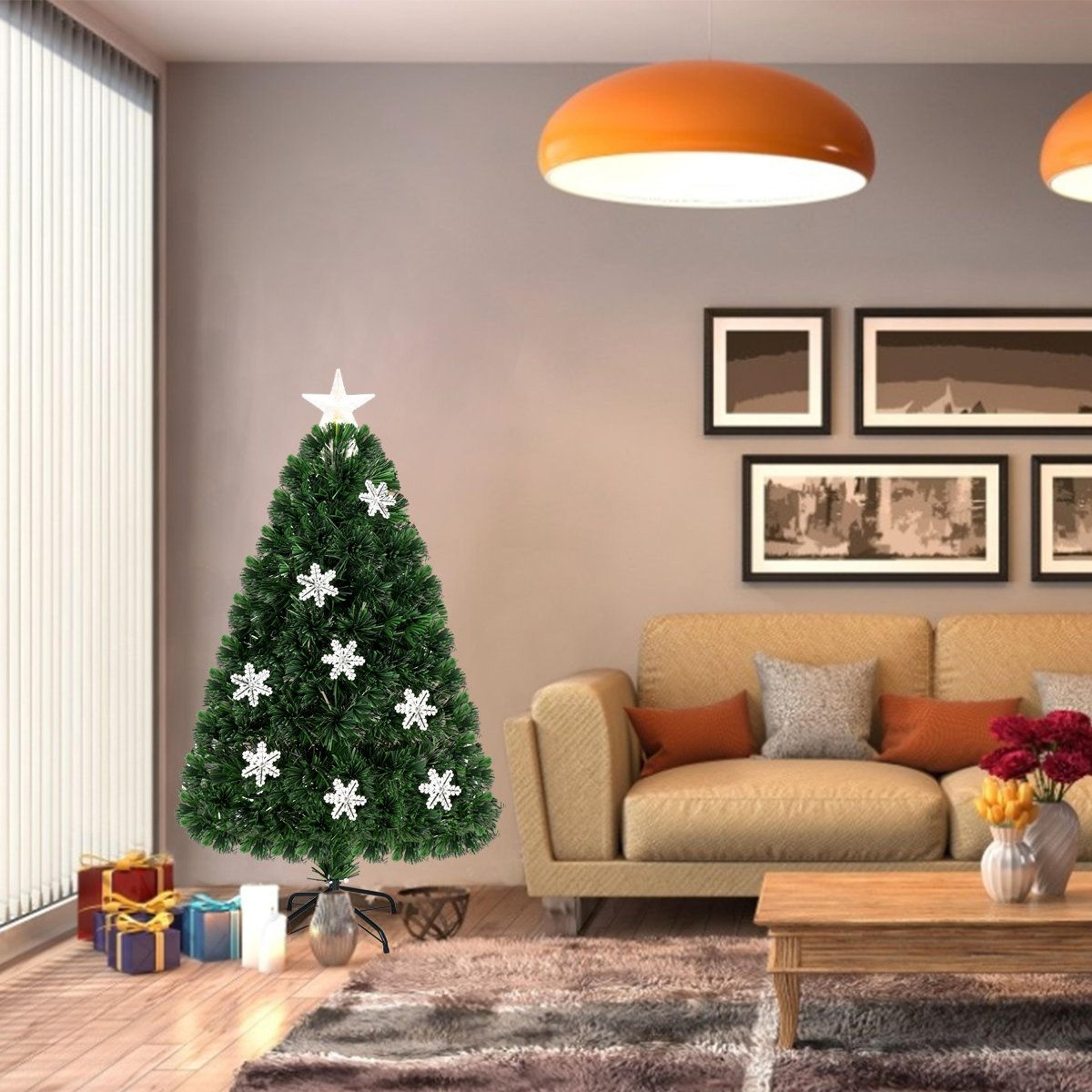 4 ft pre-lit artificial pine christmas tree with multicolor led lights and decorations