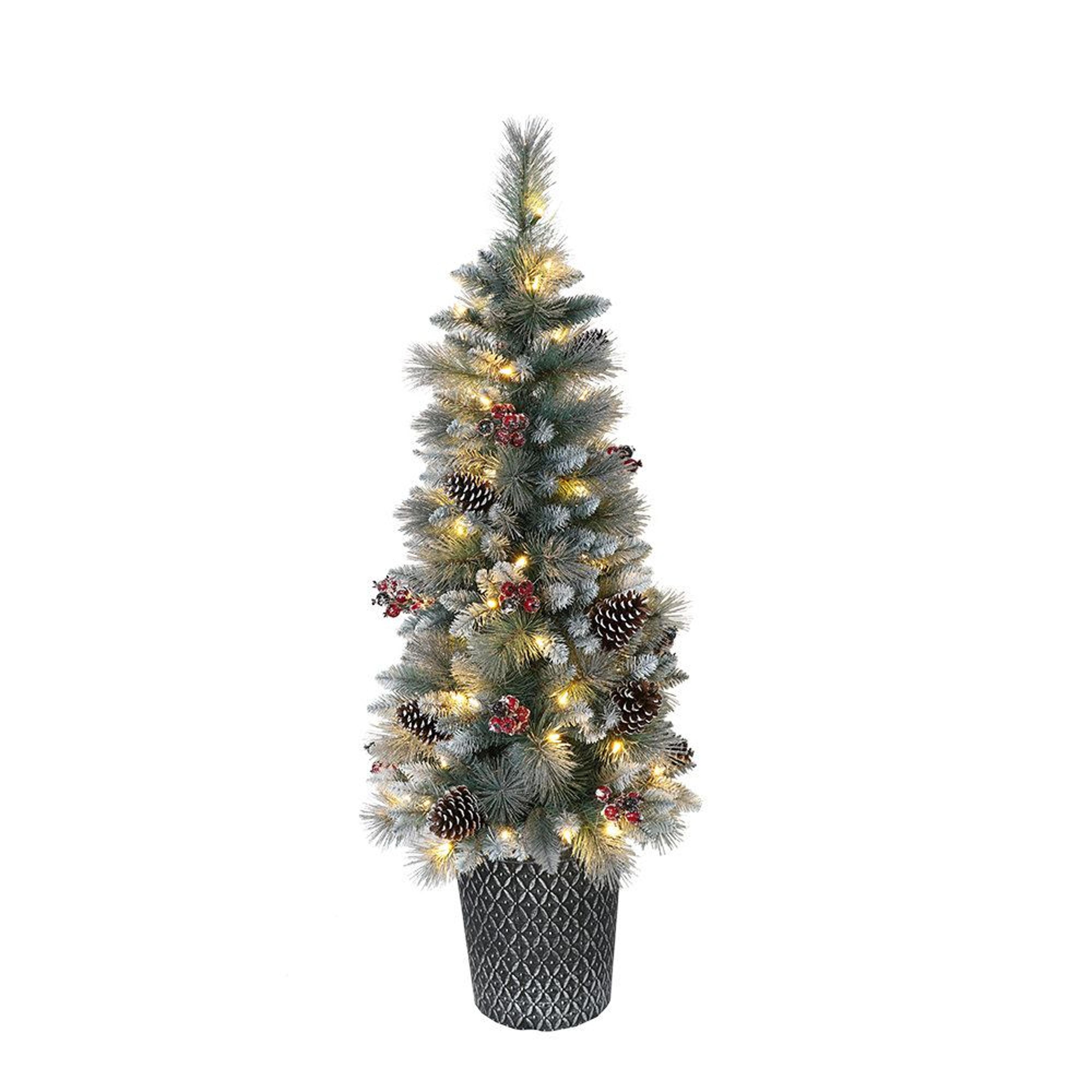 pre-lit artificial pine christmas tree with 70 warm white lights and hinged branches