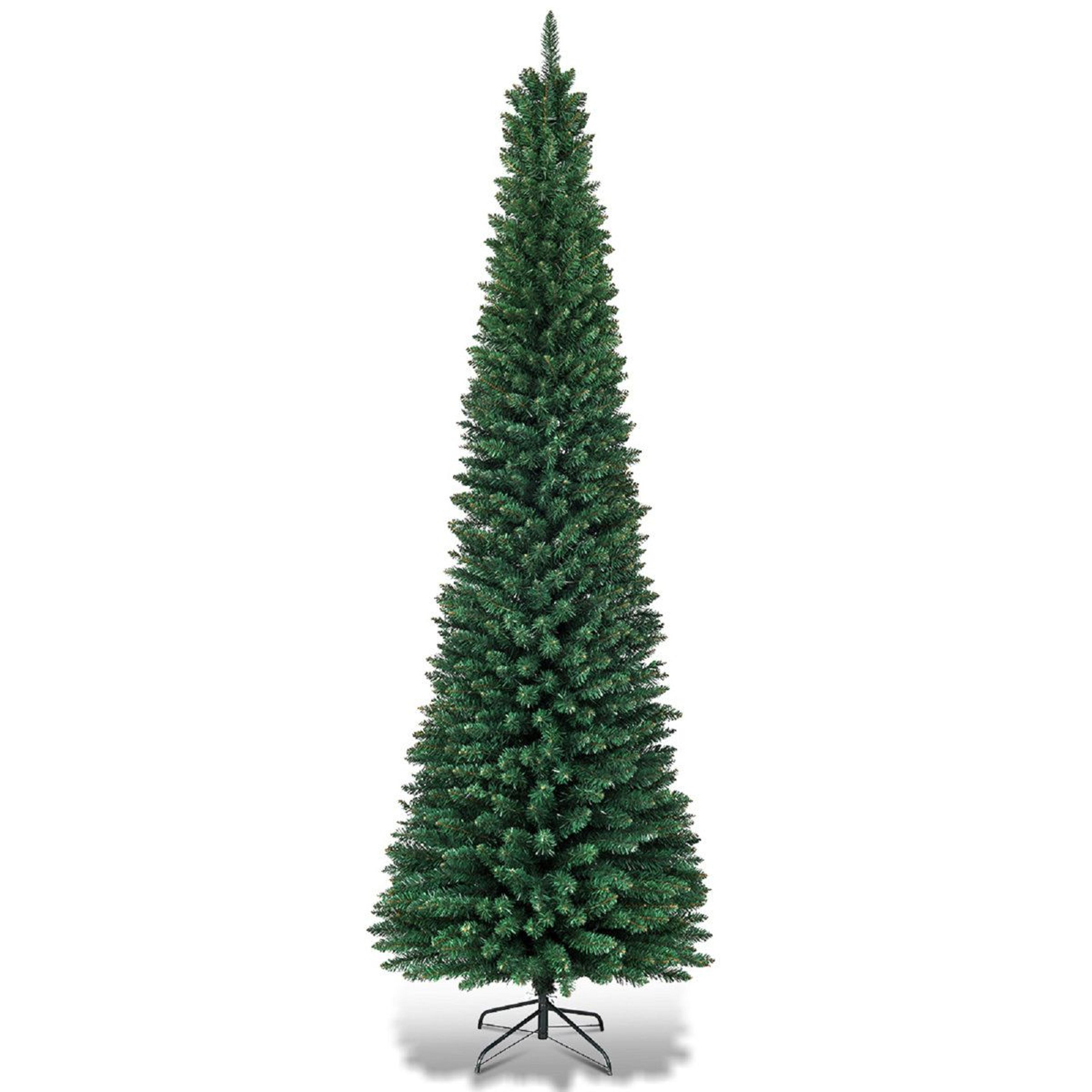 8 ft slim artificial pine christmas tree with 1000 branch tips and metal stand