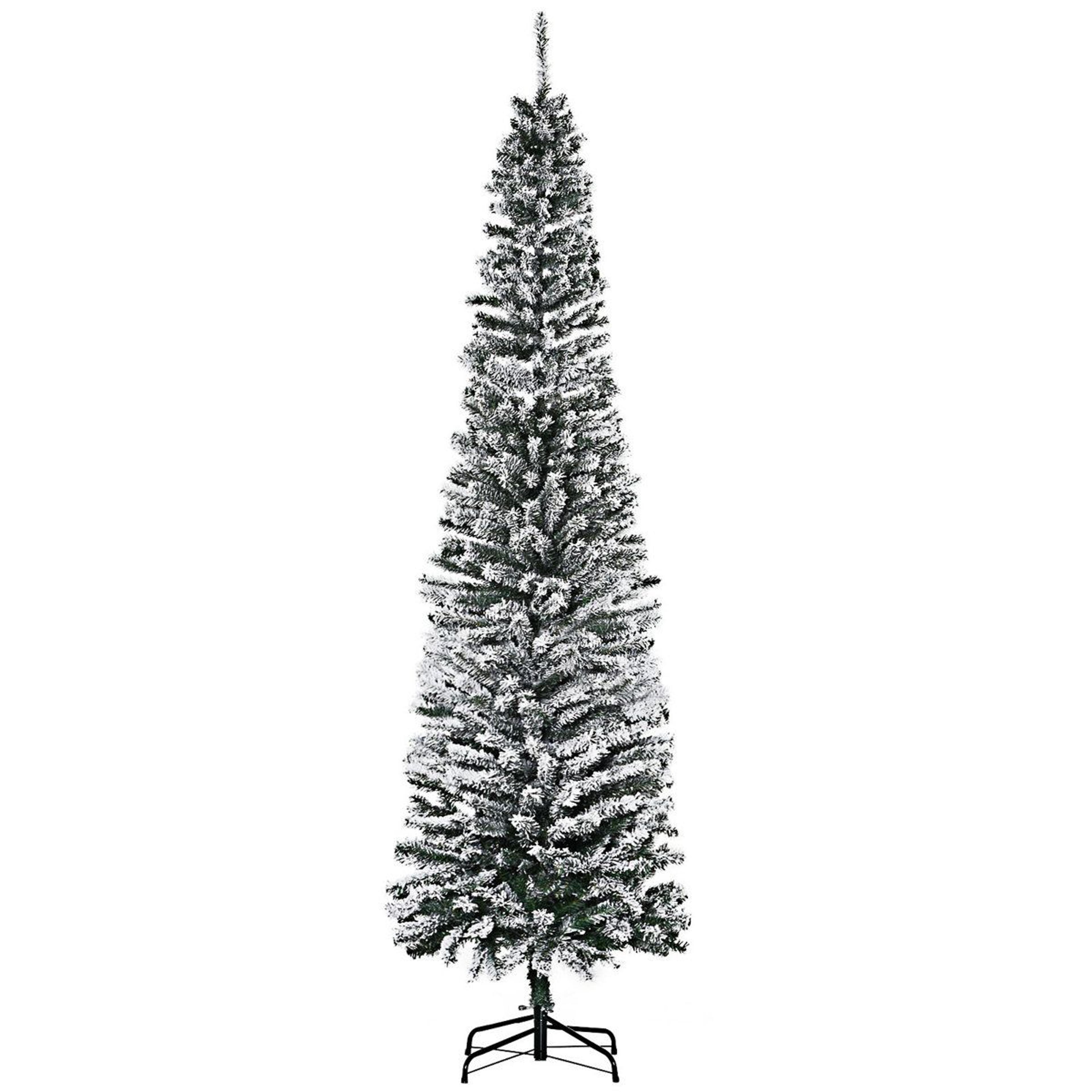 7.5 ft slim snow-flocked artificial christmas tree with stand unlit pine design