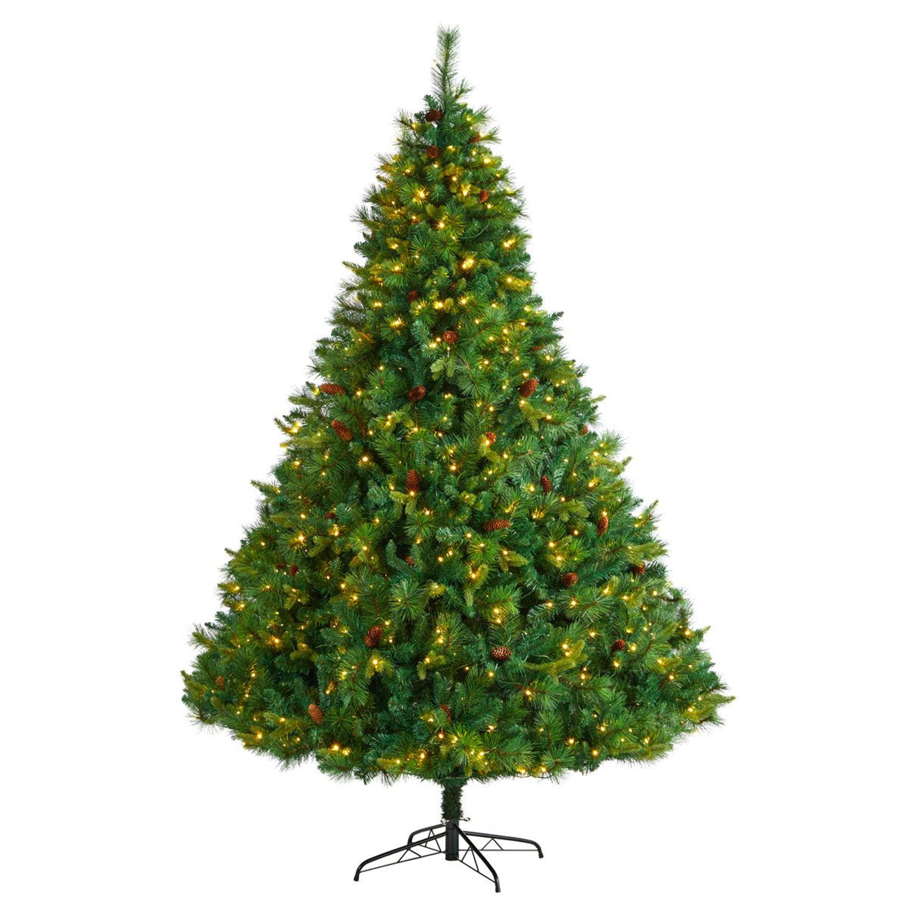 8 ft pre-lit artificial christmas tree with 700 led lights and easy setup