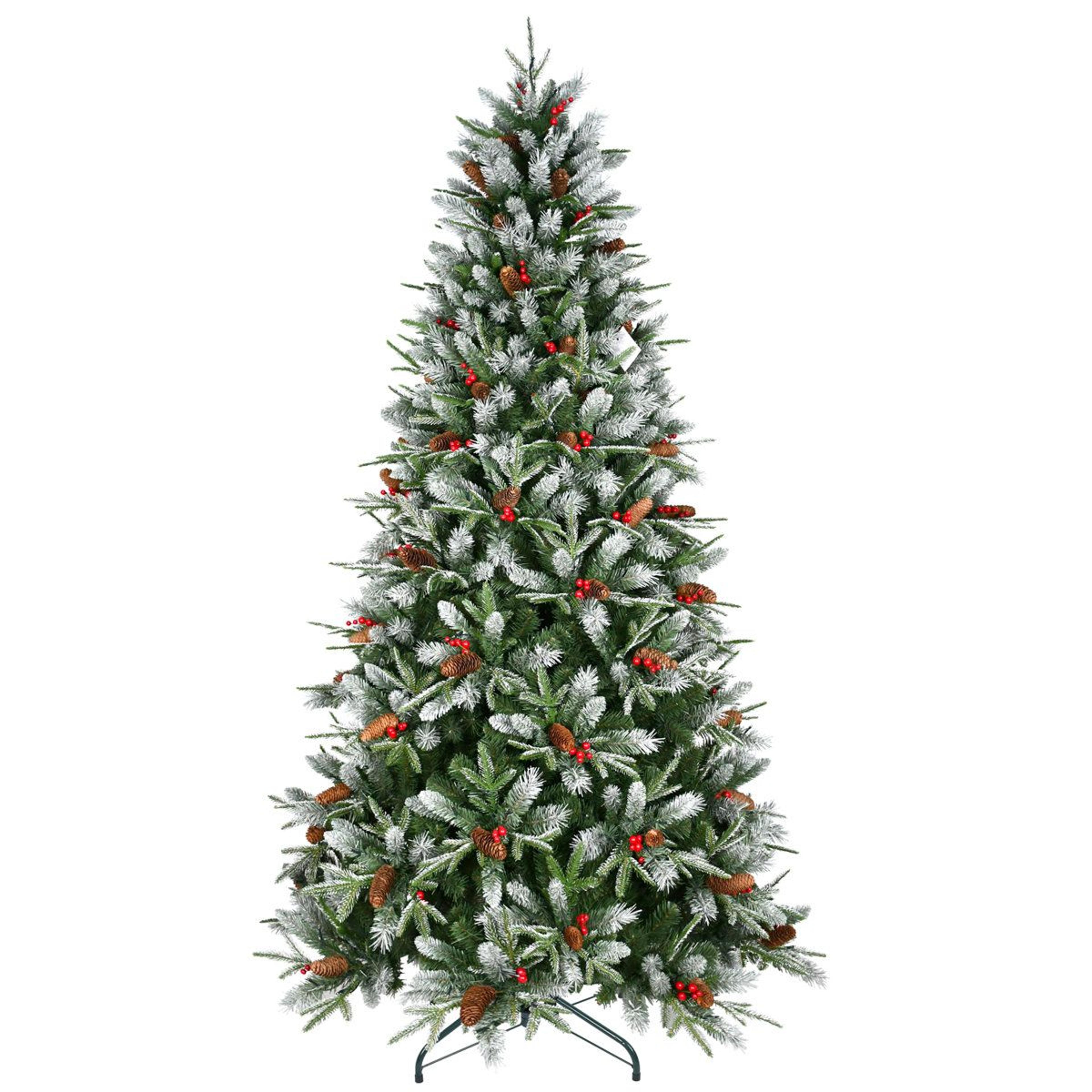 7 ft pre-lit artificial christmas tree with warm white led lights and snow-tipped branches