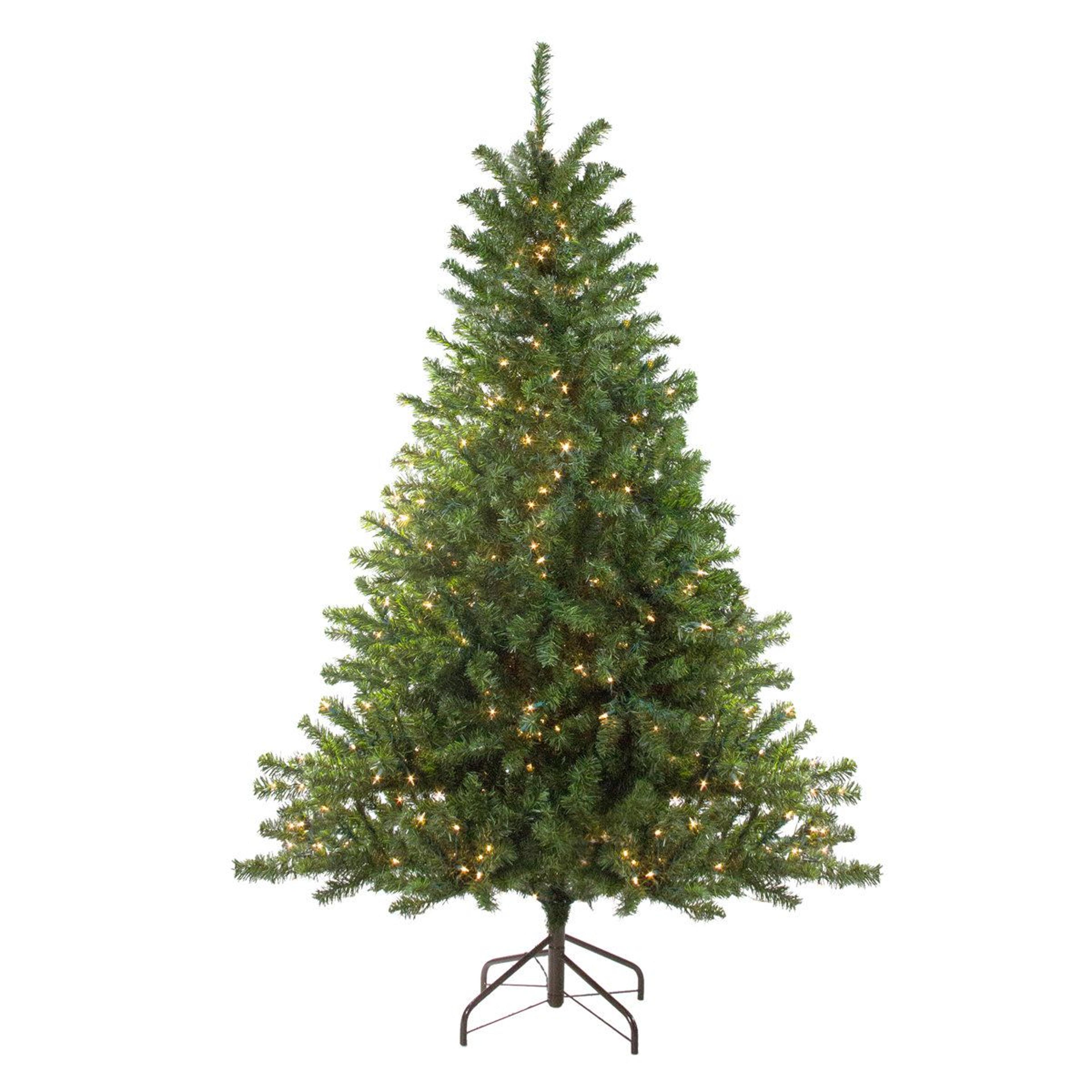 pre-lit artificial pine christmas tree with 400 warm white lights and hinged branches