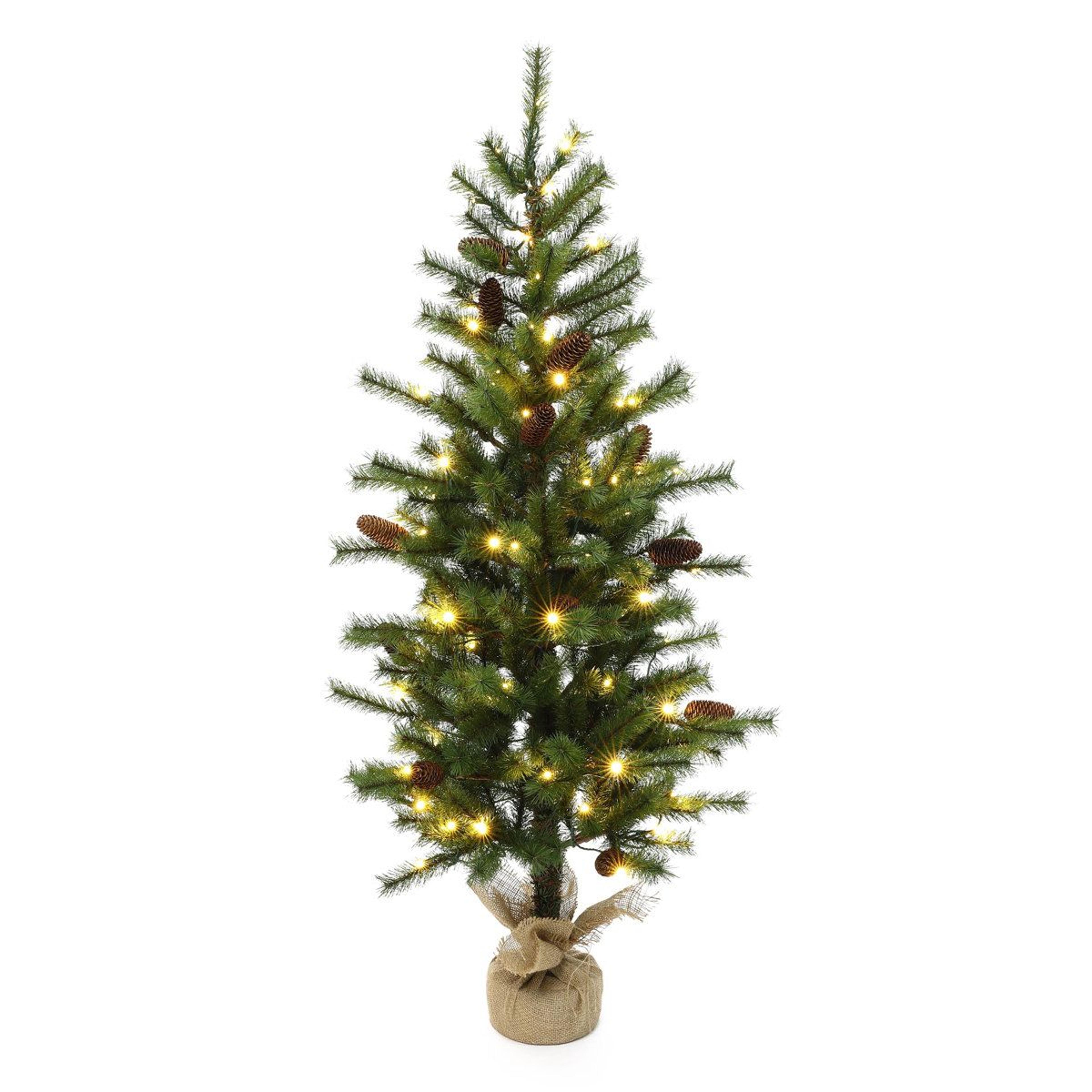4.5 ft pre-lit artificial christmas tree with warm white led lights and burlap base