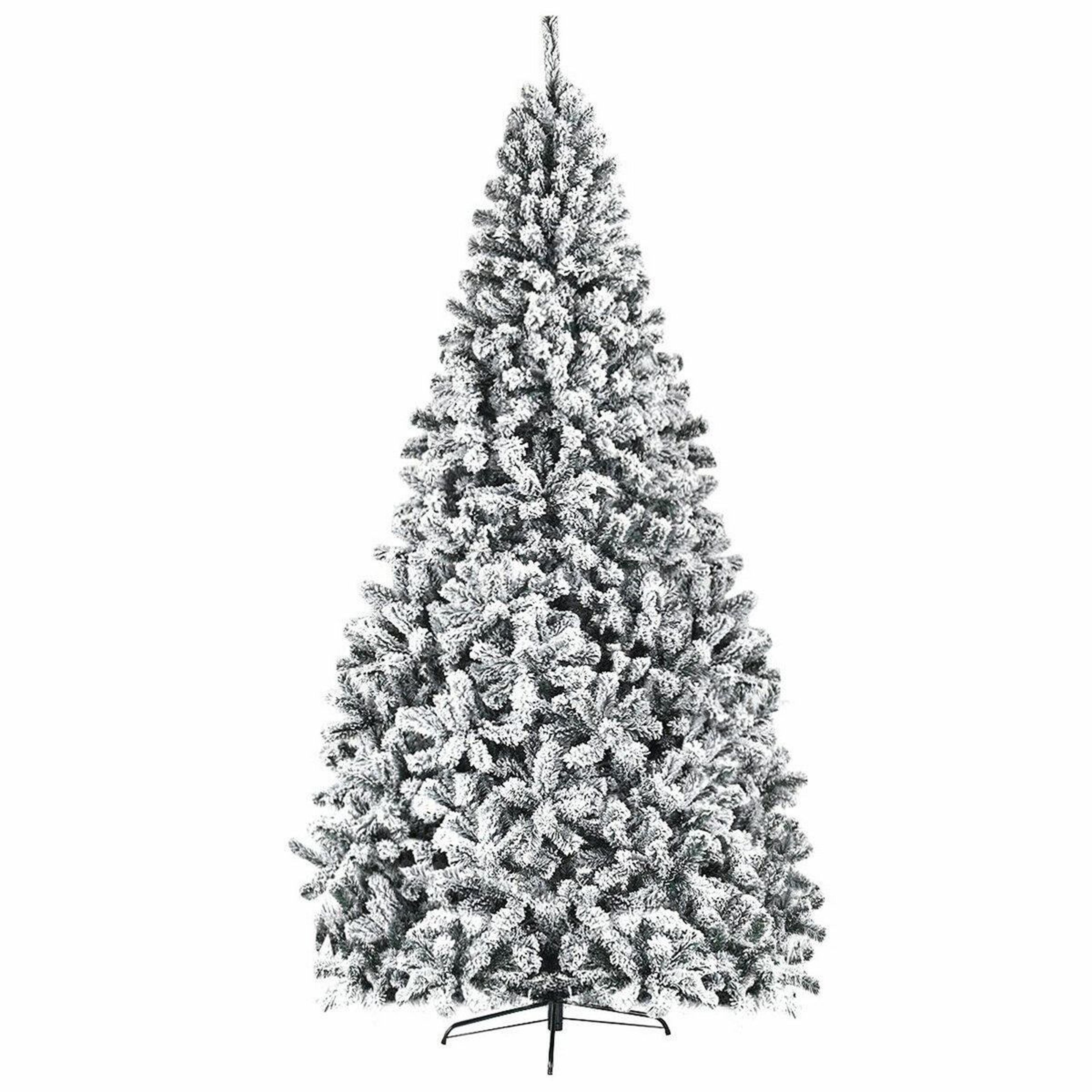 artificial christmas tree with frosted pine branches and stand