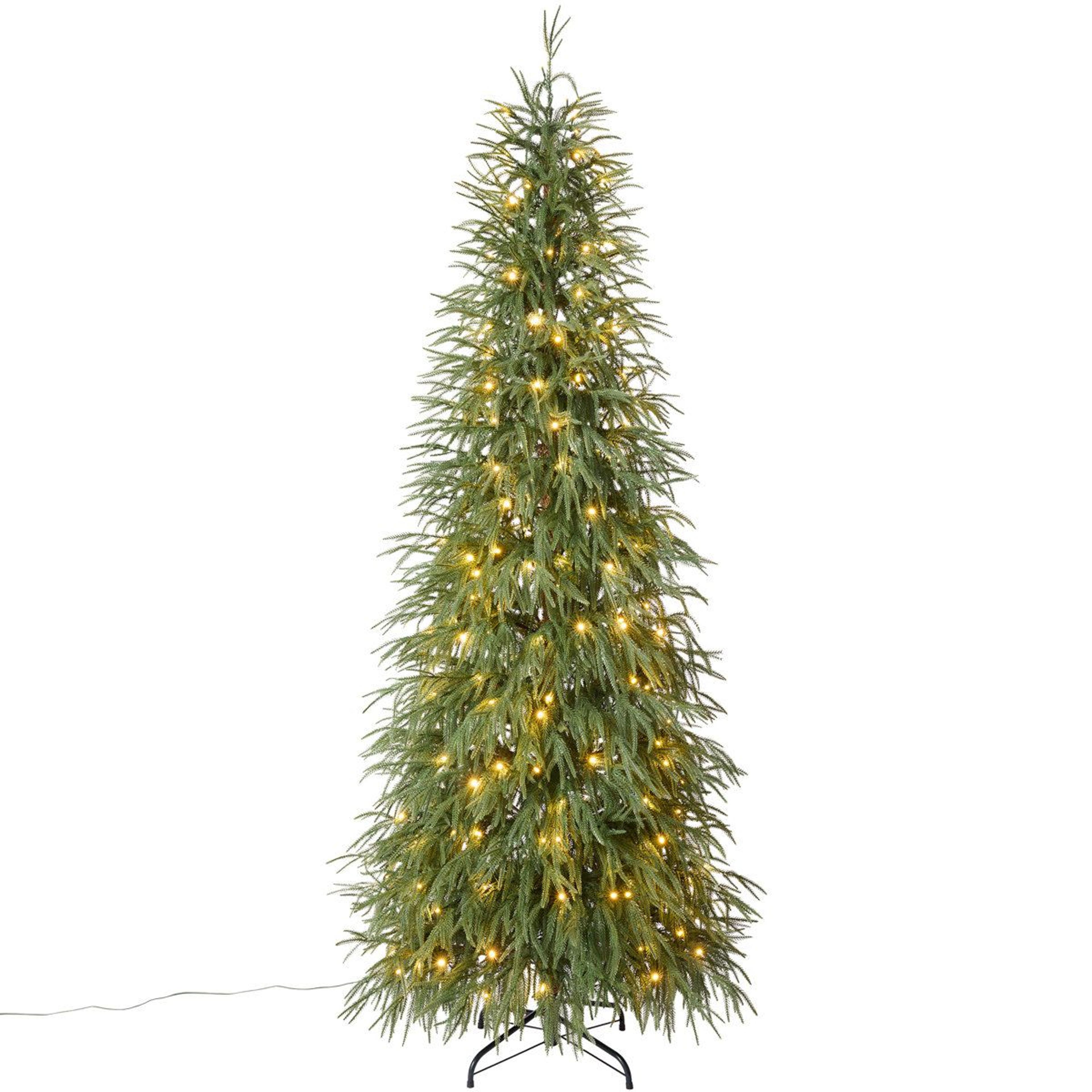 7 ft pre-lit norfolk pine artificial christmas tree with 220 warm white led lights