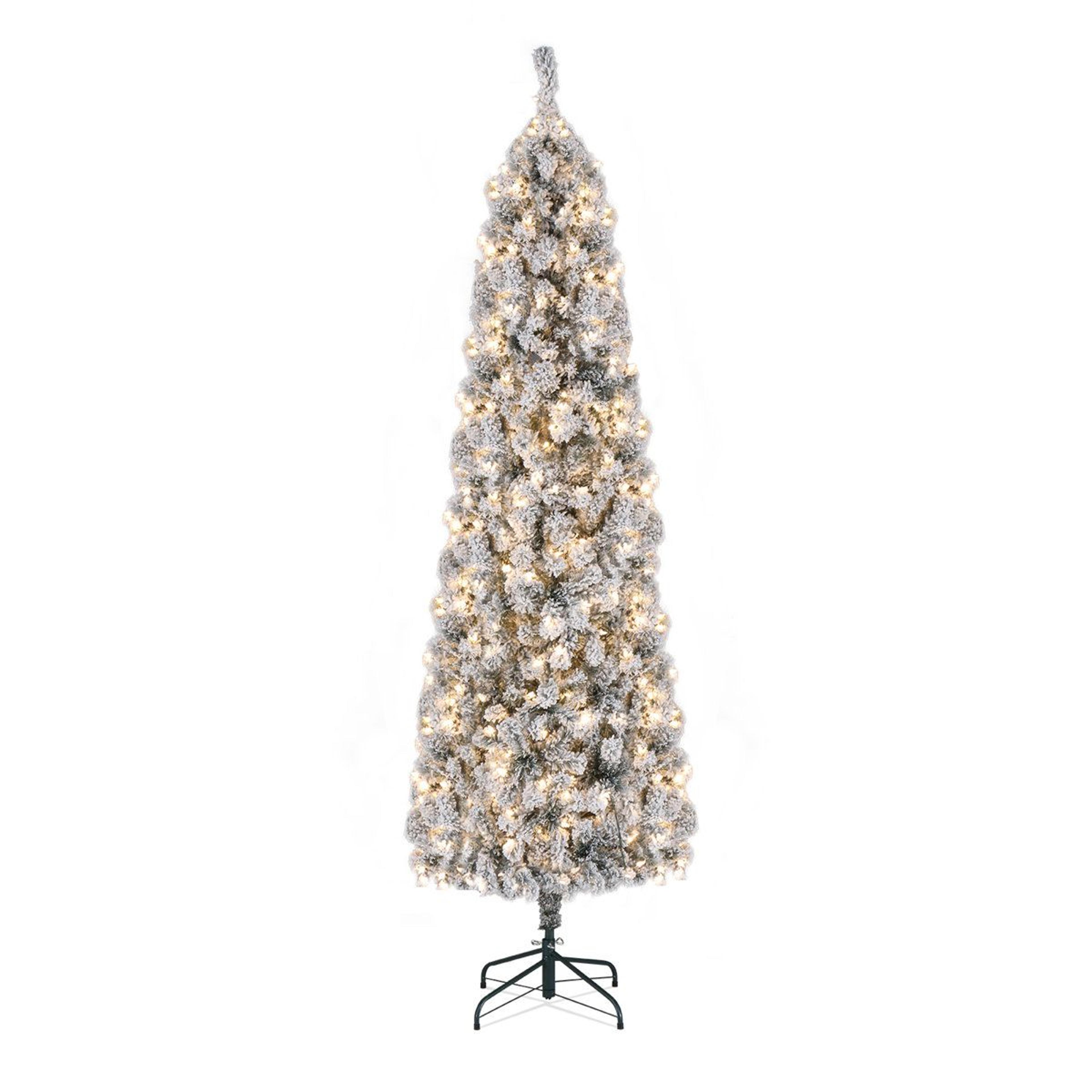 7.5 ft pre-lit artificial christmas tree with orange lights and slender design