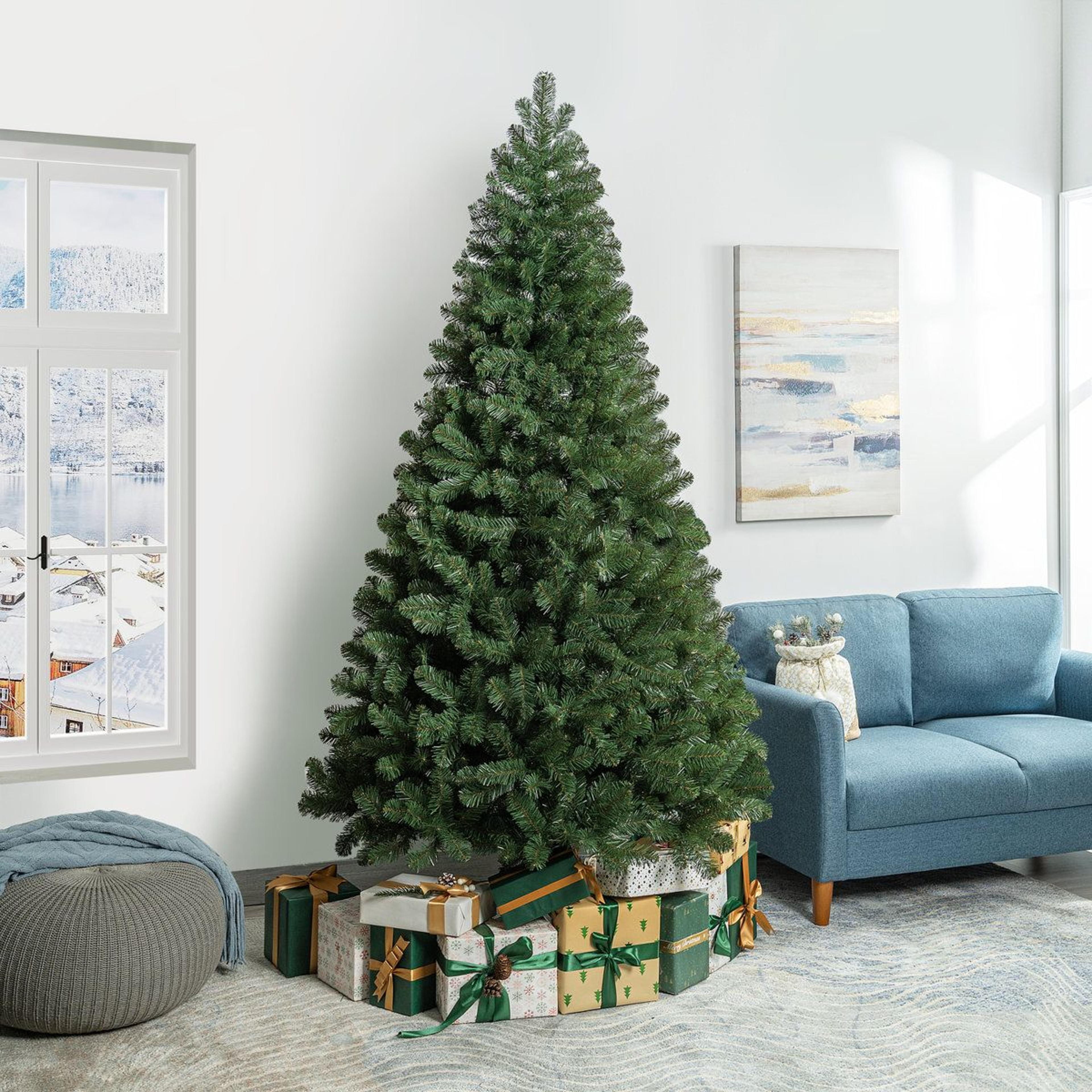 7.5 ft artificial christmas tree with 1346 lifelike pvc tips and hinged branches