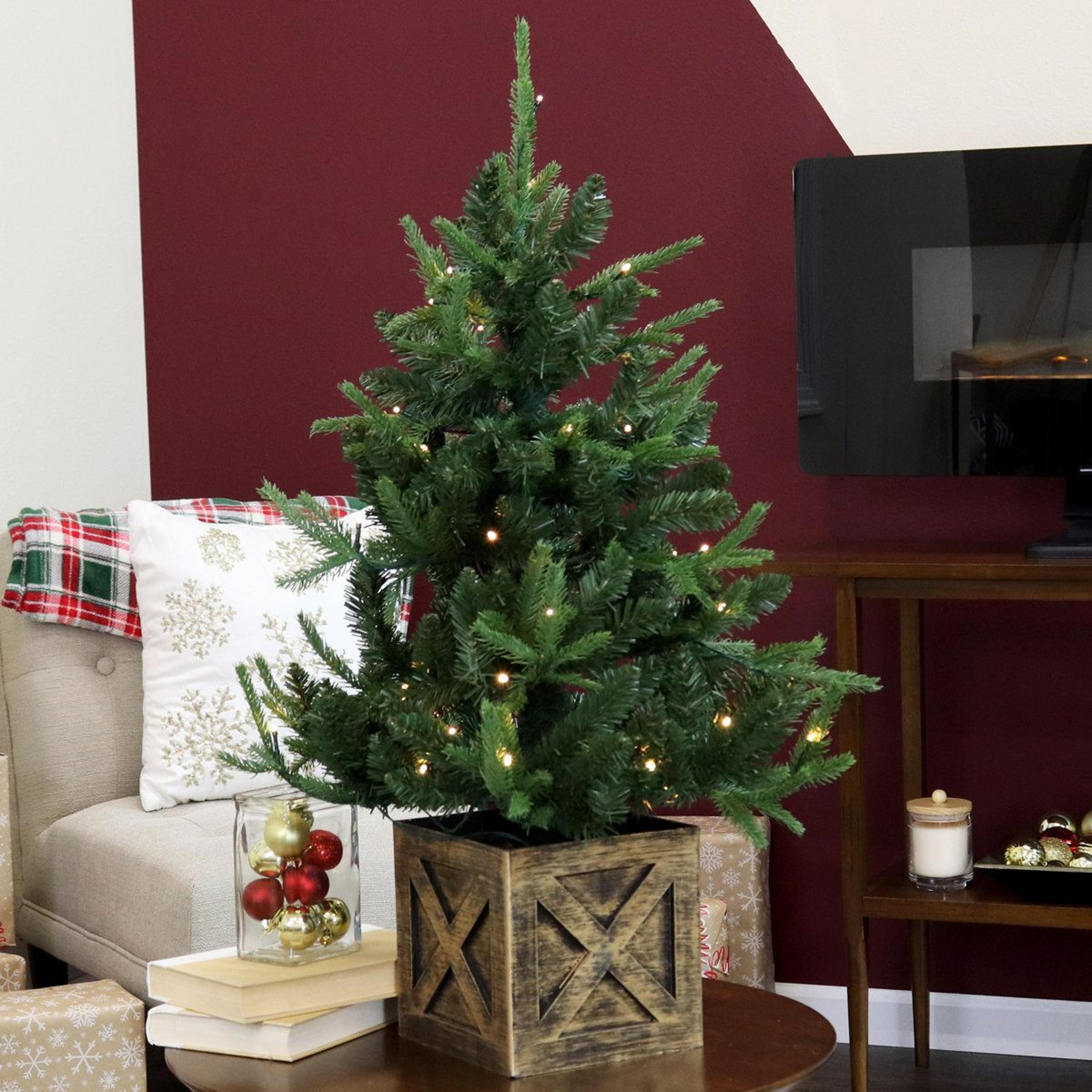 3 ft pre-lit artificial christmas tree with 50 led lights and potted stand