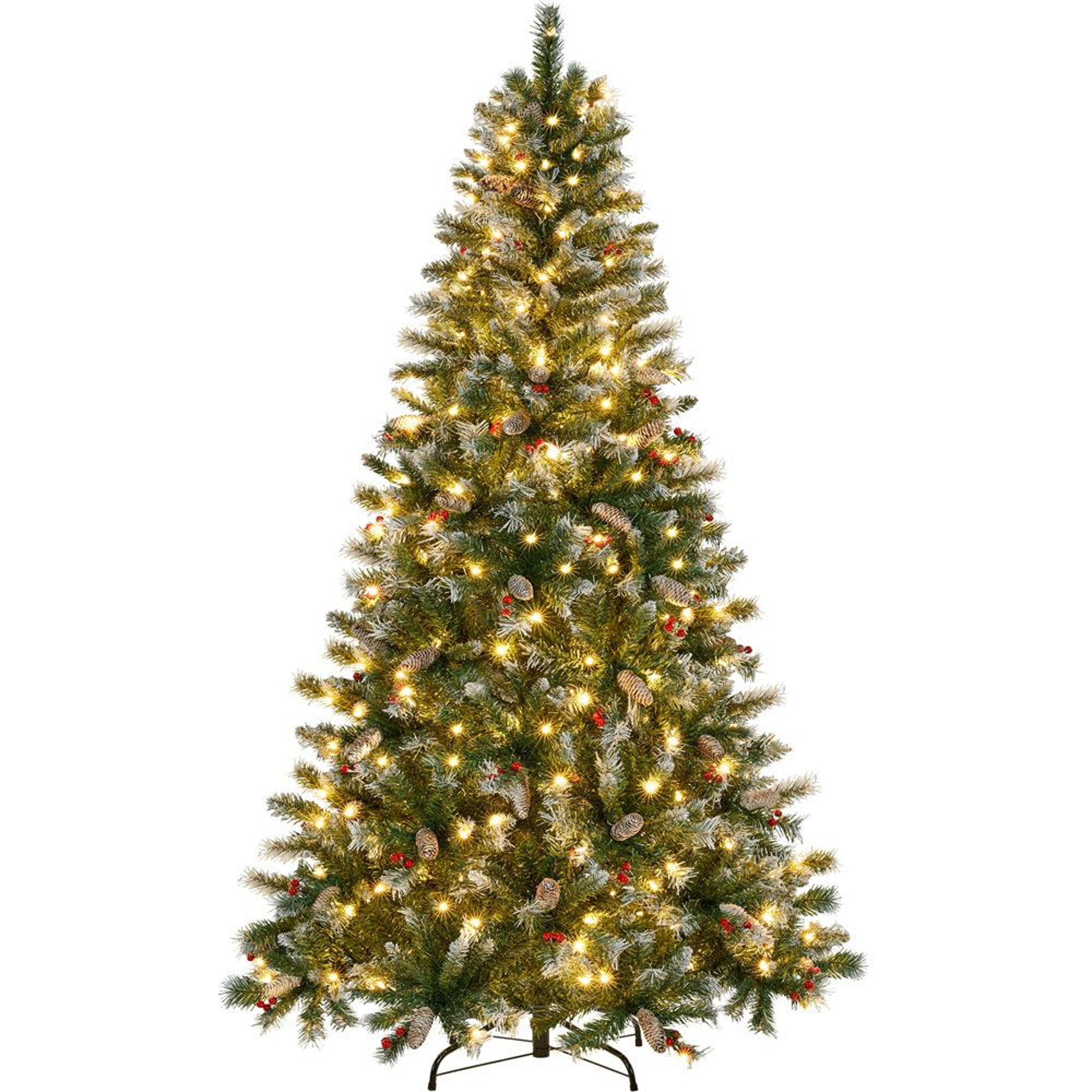 7.5 ft pre-lit frosted artificial fir christmas tree with 500 warm white lights