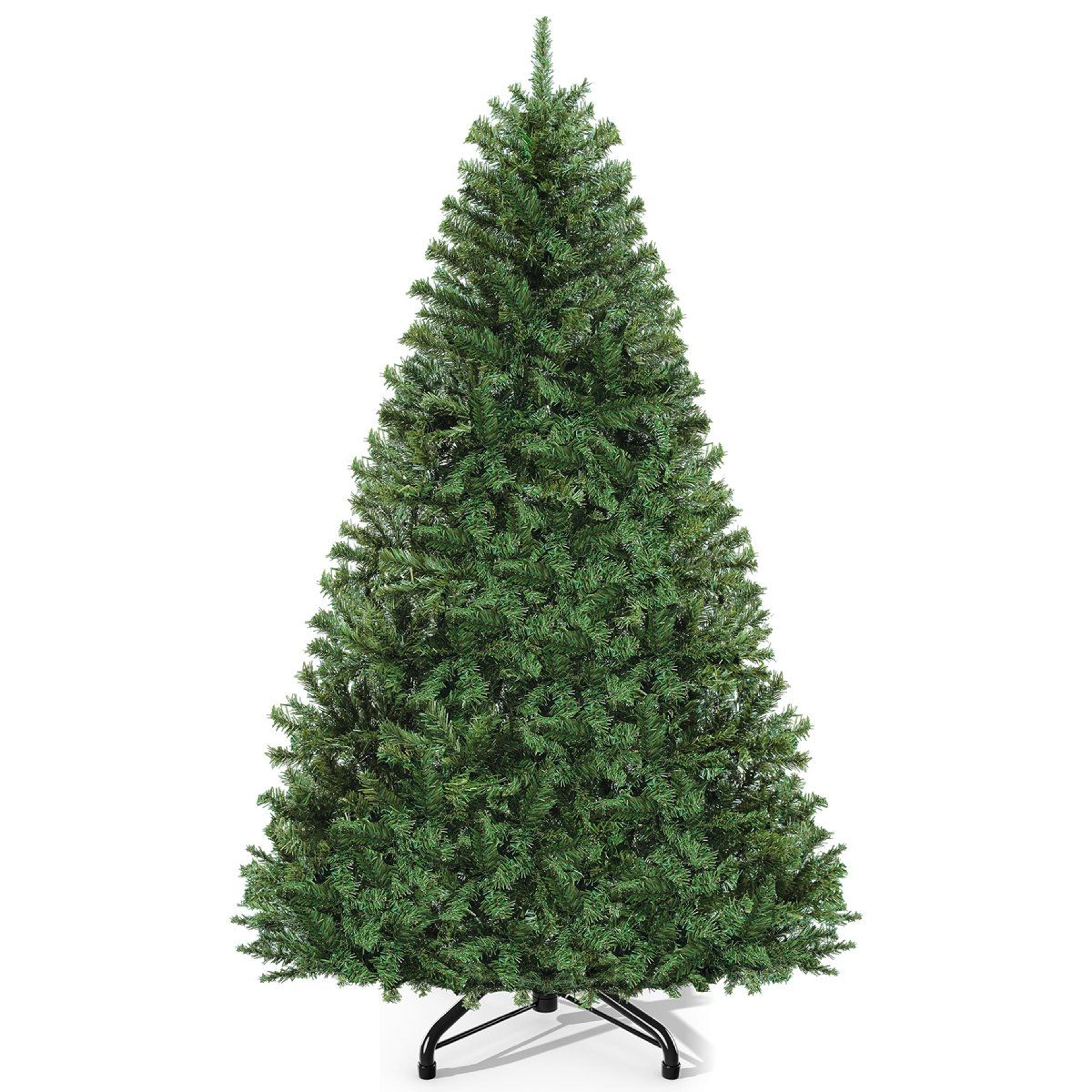 9 ft artificial christmas tree with full green branches and metal stand