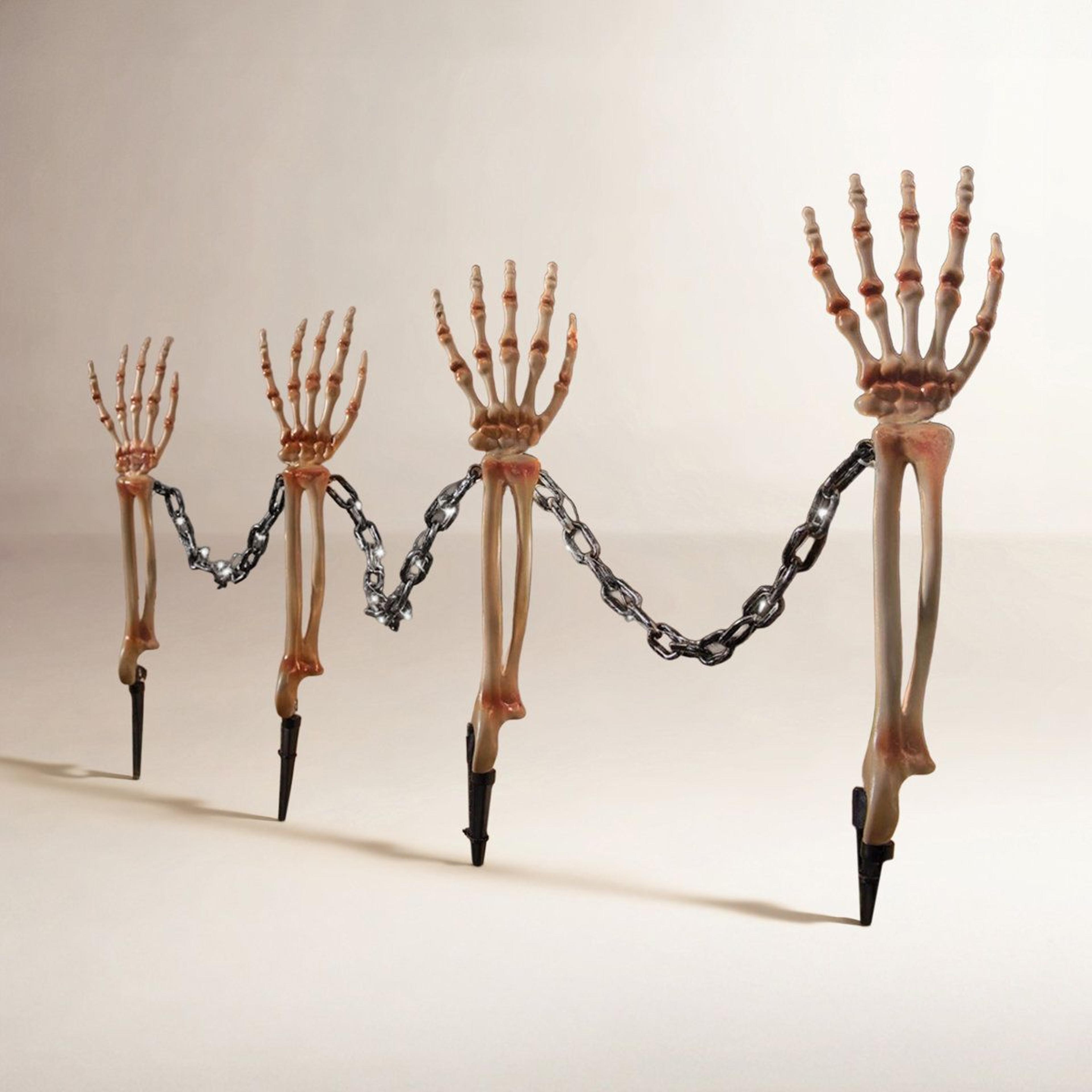 halloween led skeleton arms pathway decorations with warm white lights