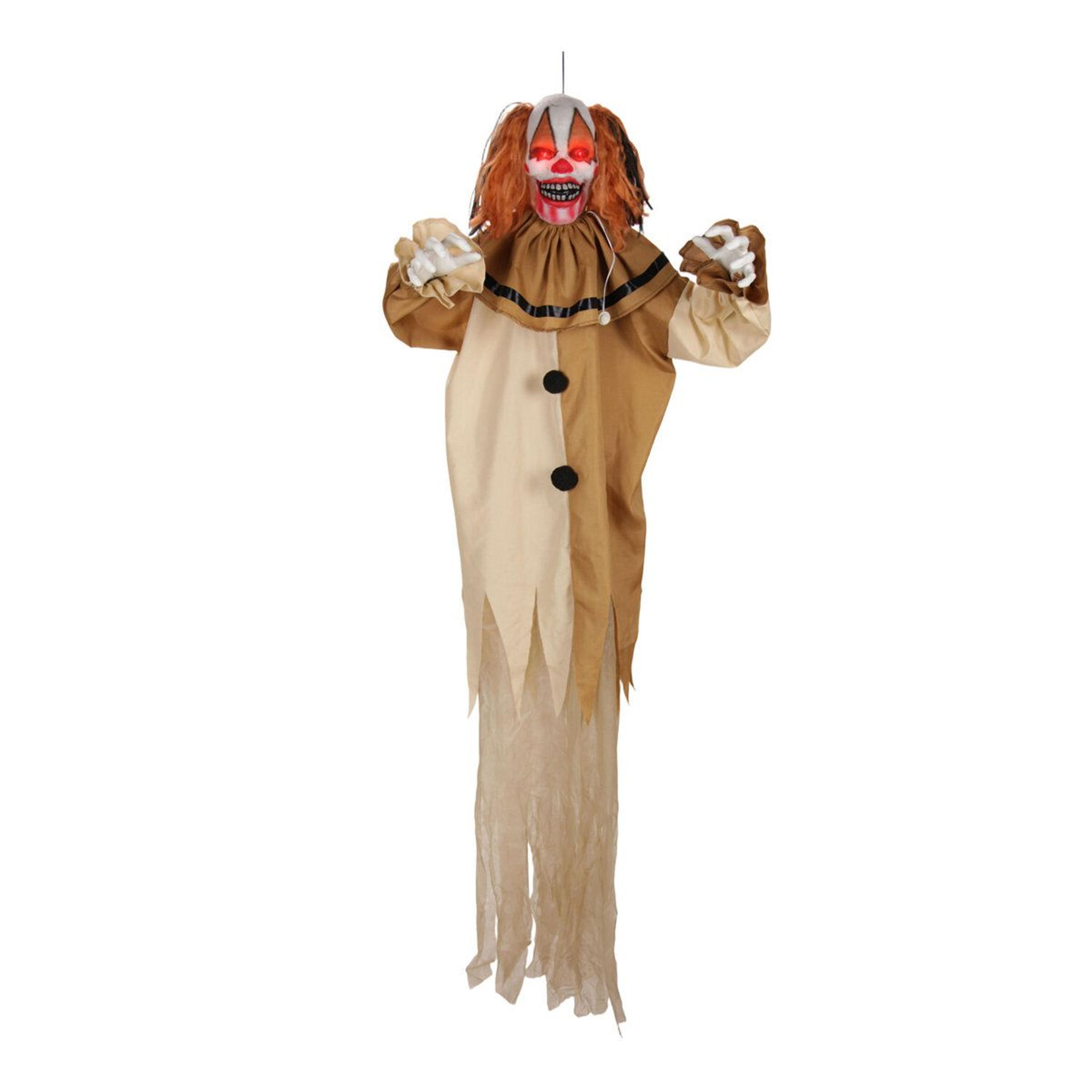 6 ft animated halloween clown animatronic with moving head and red led eyes