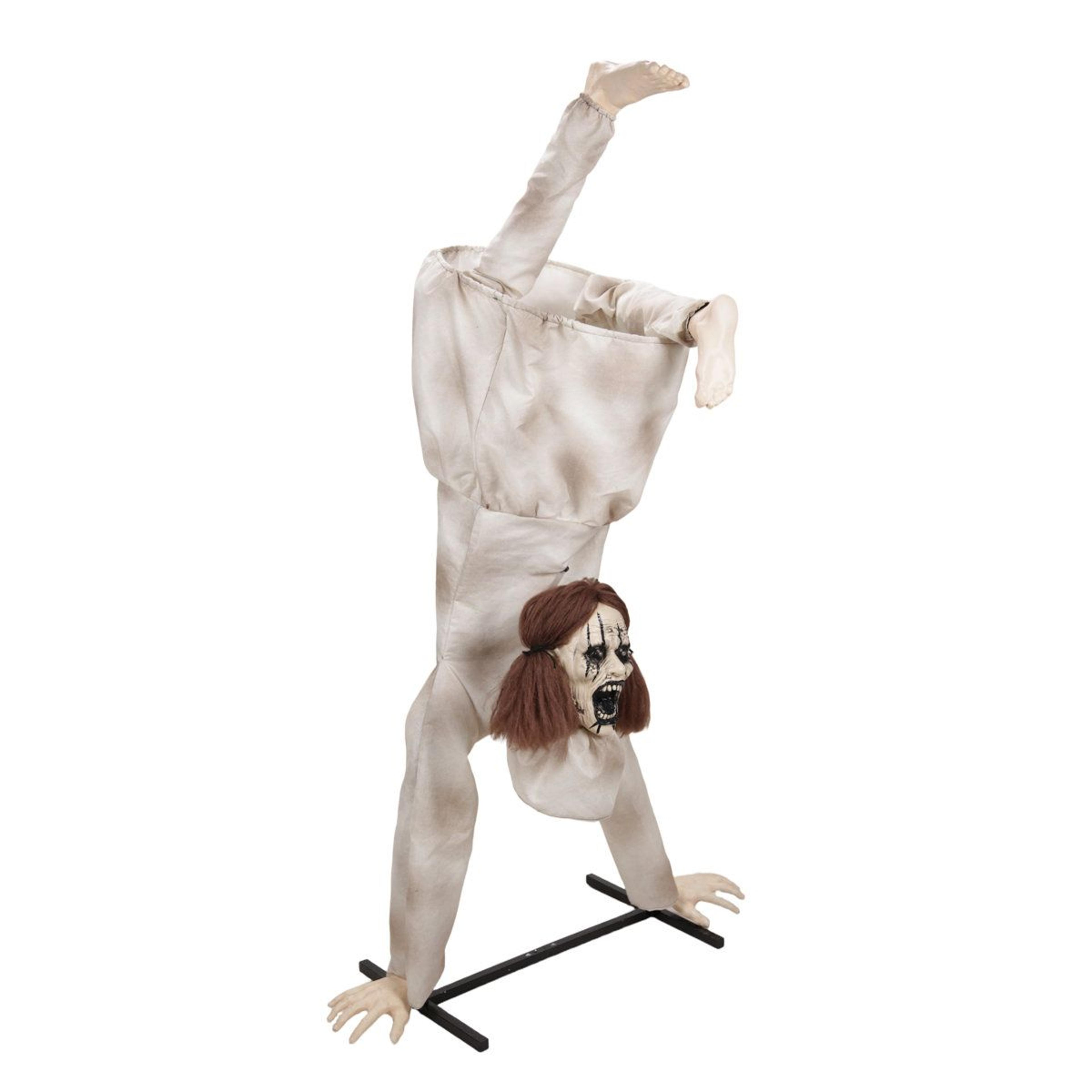 6 ft upside down girl halloween animatronic with motion sound and glowing led eyes