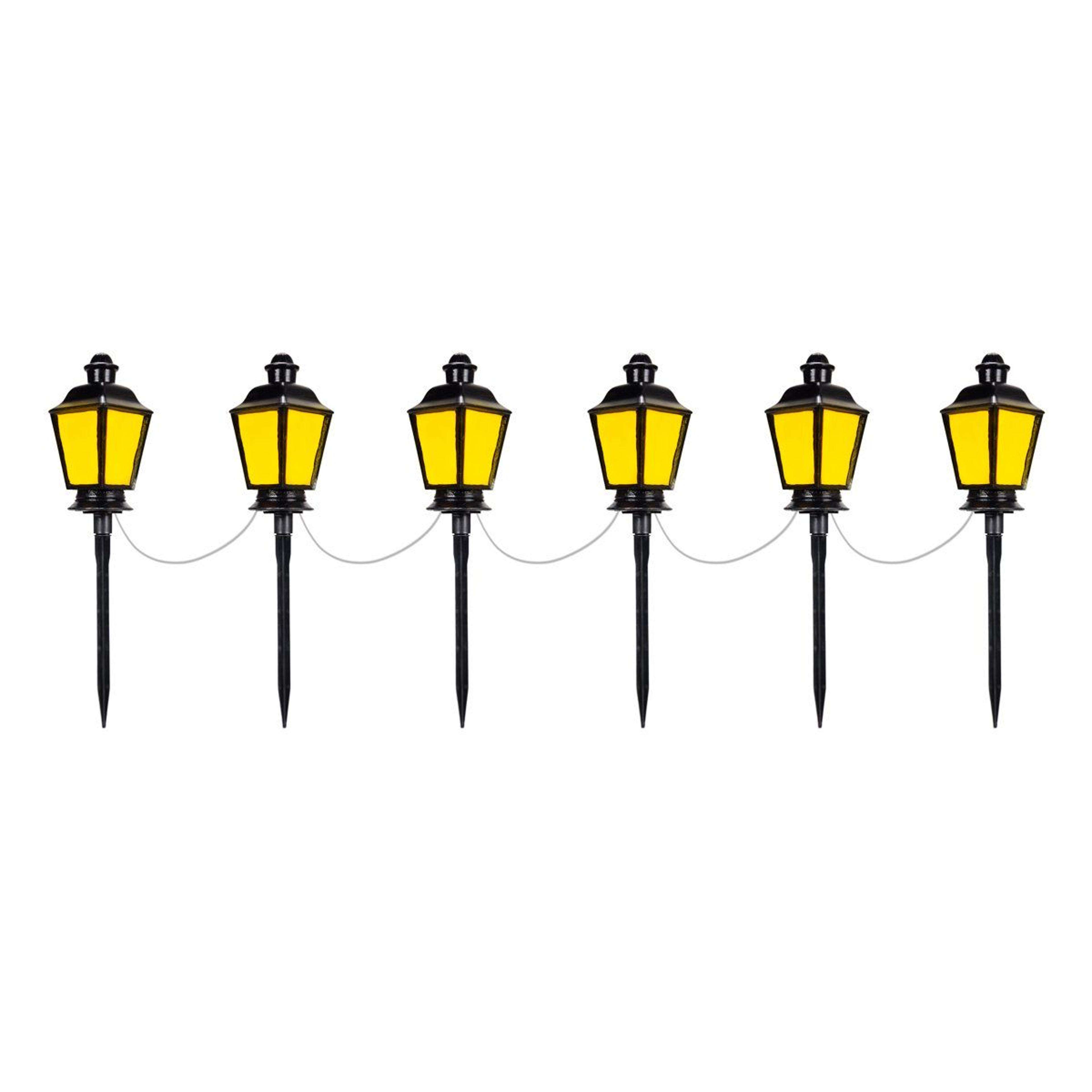 halloween lantern garden stakes with flickering yellow led lights set of 6