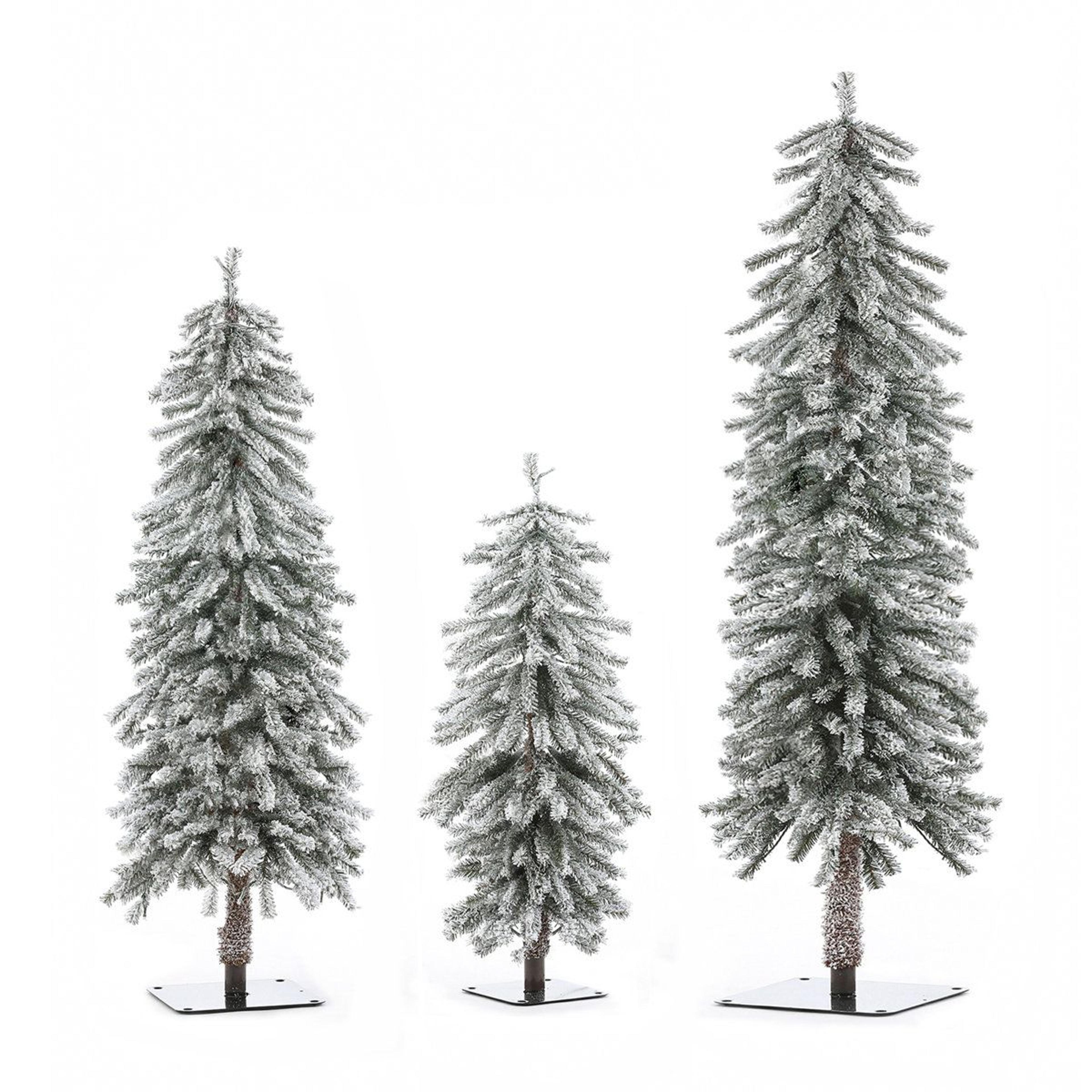 pre-lit flocked artificial christmas tree set of 3 with warm white led lights