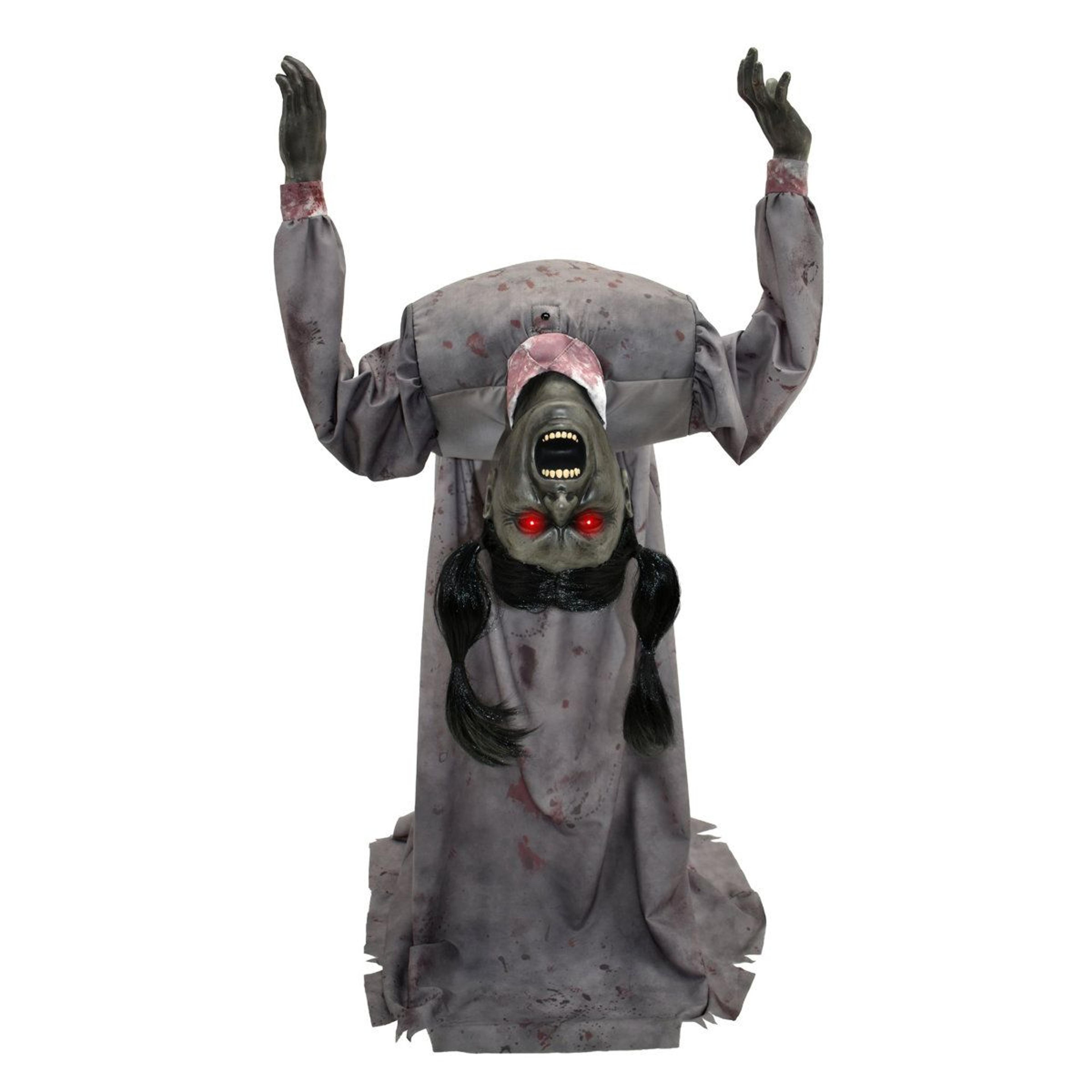 4.5 ft animated halloween animatronic beatrix with spinning head and red led eyes