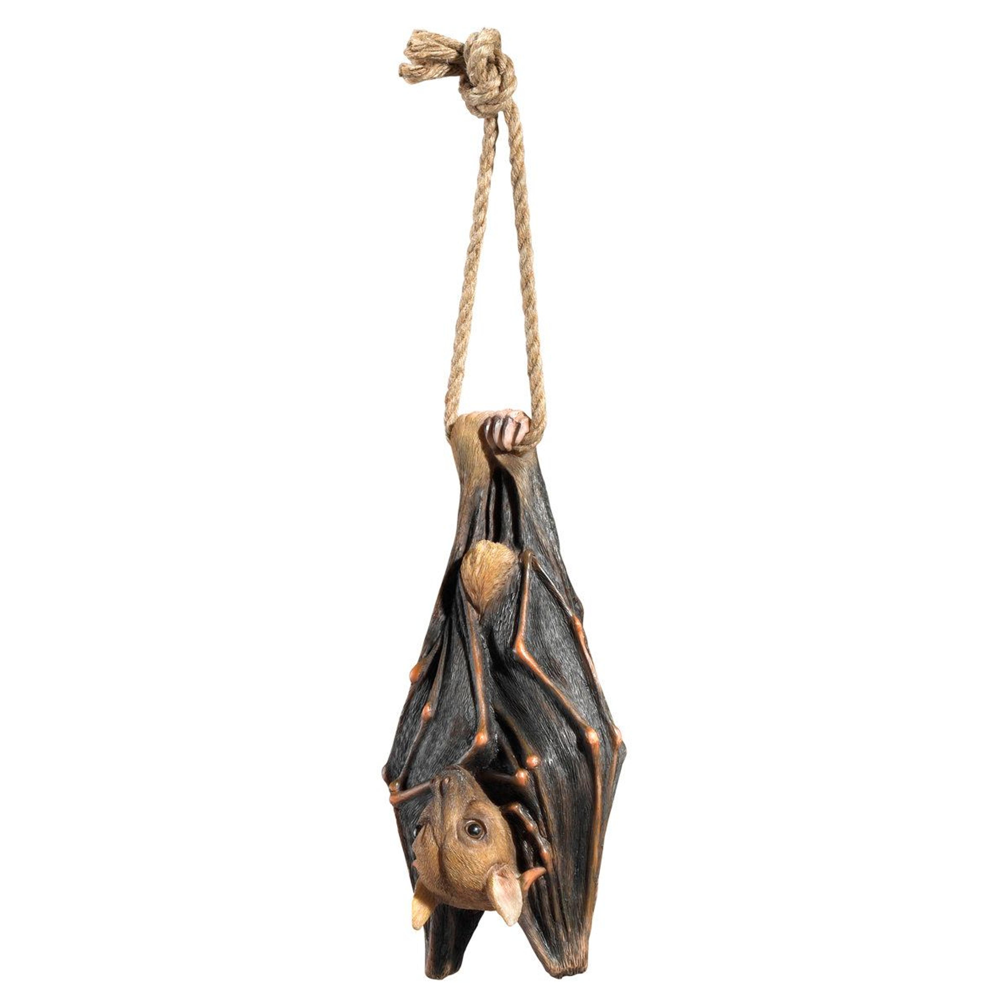 hanging mega bat sculpture – brown polyresin halloween wall and outdoor decor