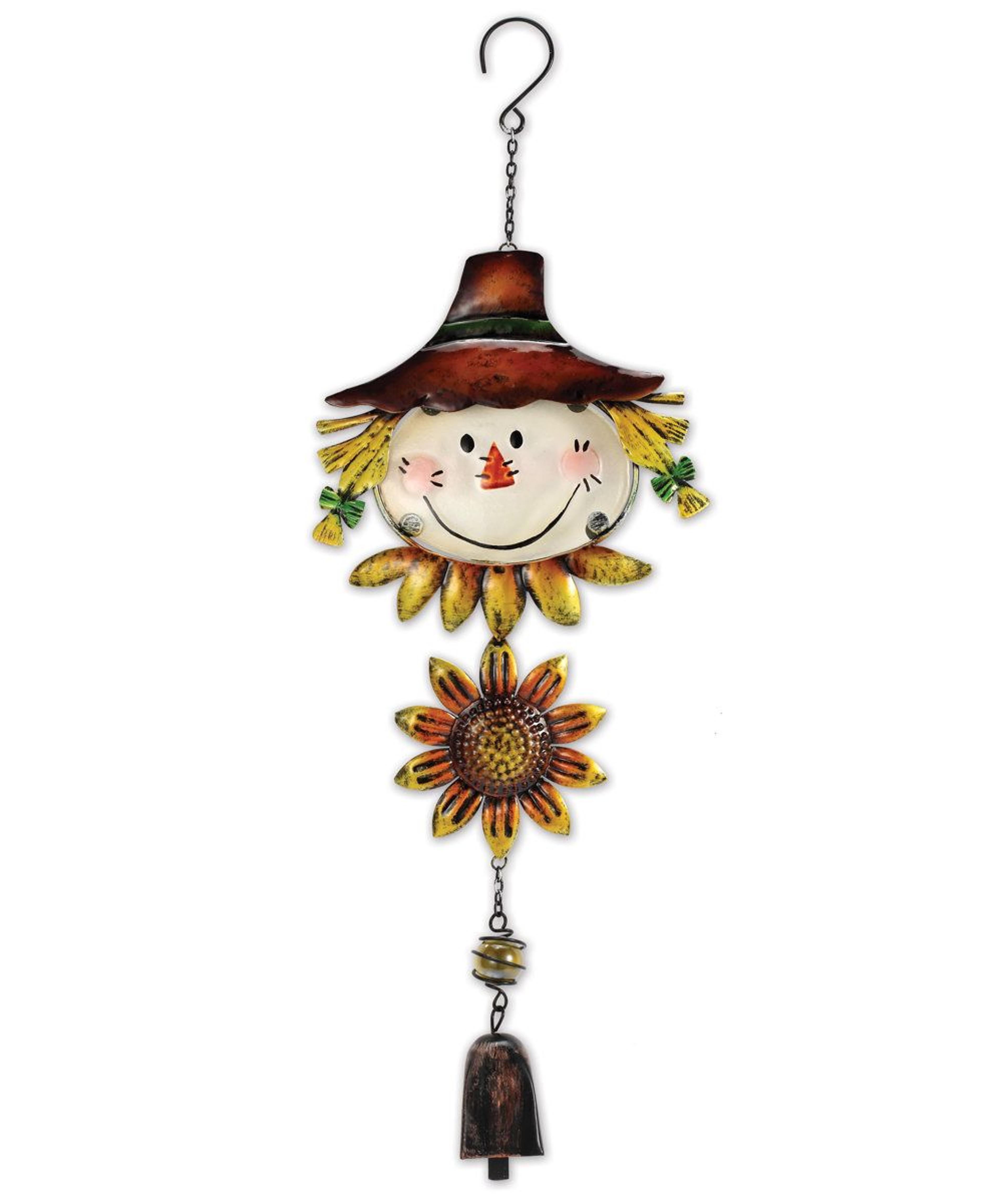 glass scarecrow wall decor with portrait design for fall and harvest decorations