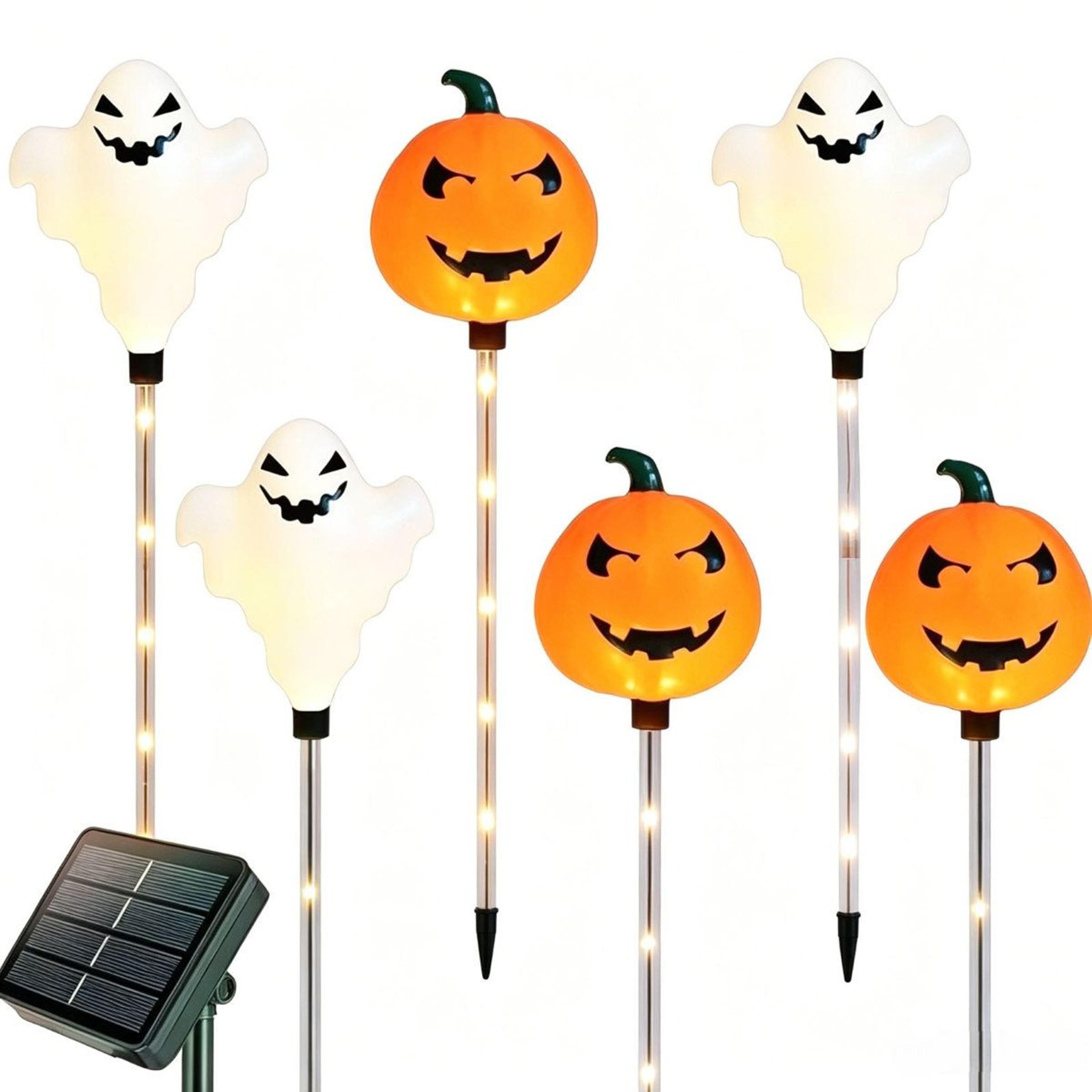 halloween solar garden stake lights with led pumpkin and ghost decorations