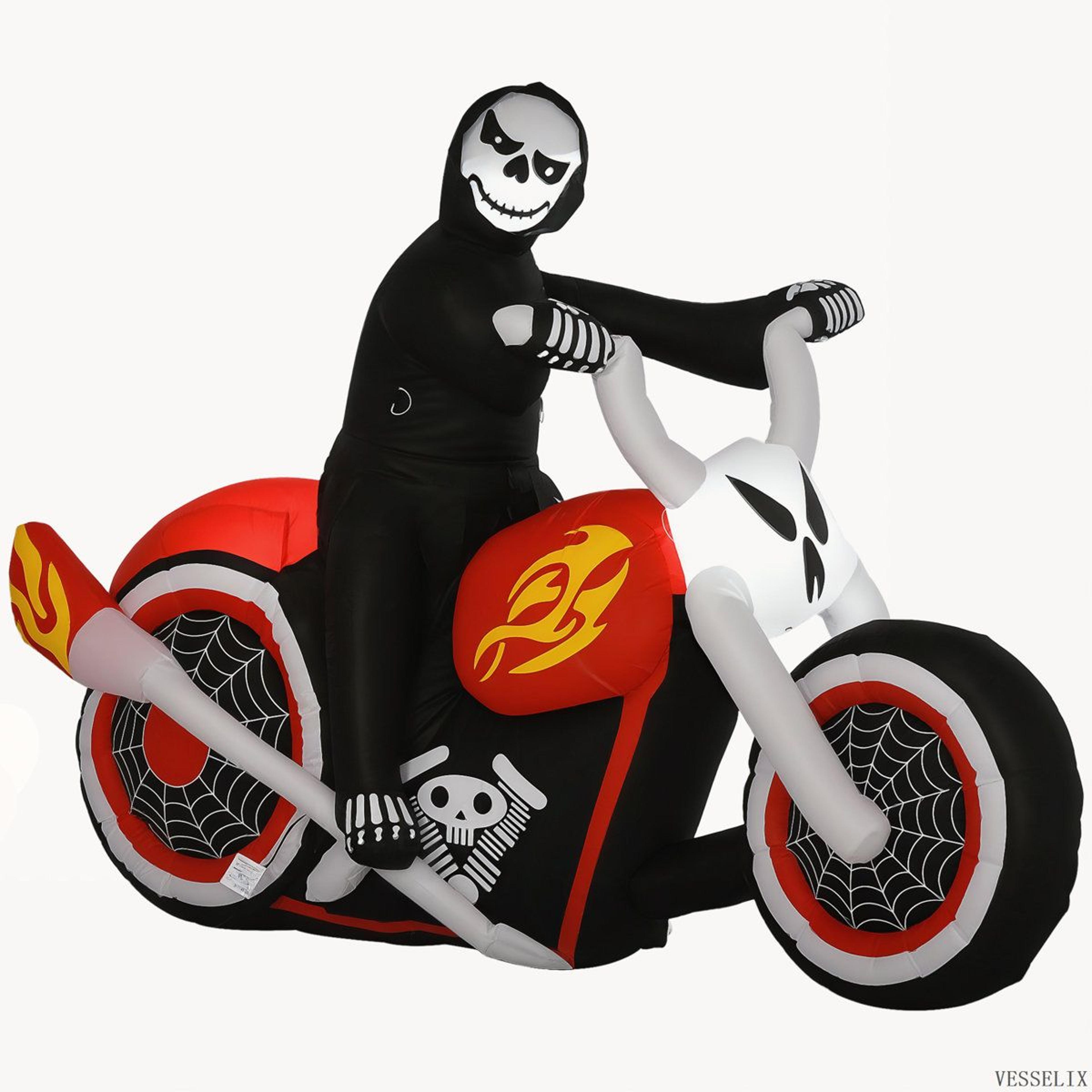 halloween ghost biker inflatable with led lights for outdoor yard decor