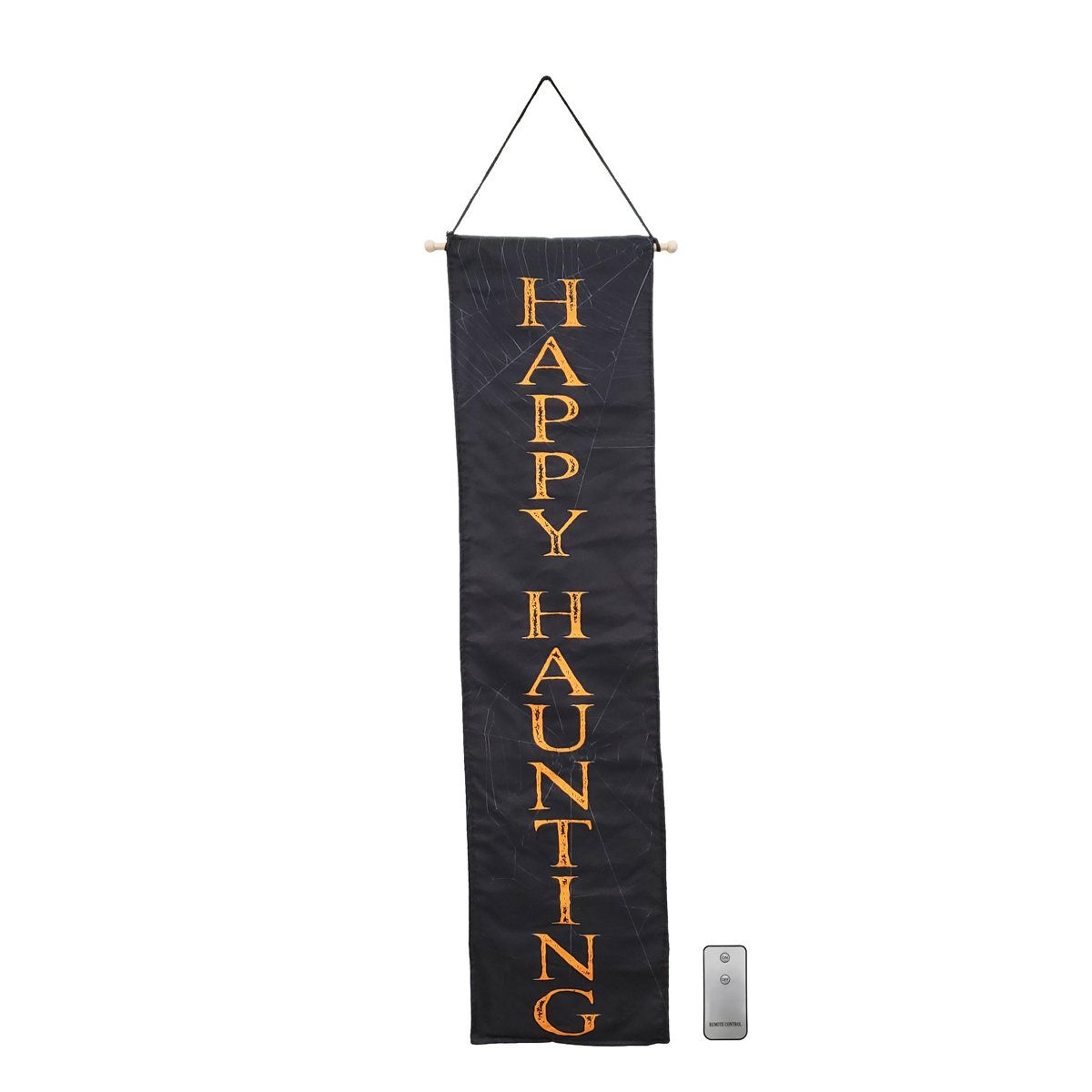 halloween lighted wall banner with amber led lights and remote control