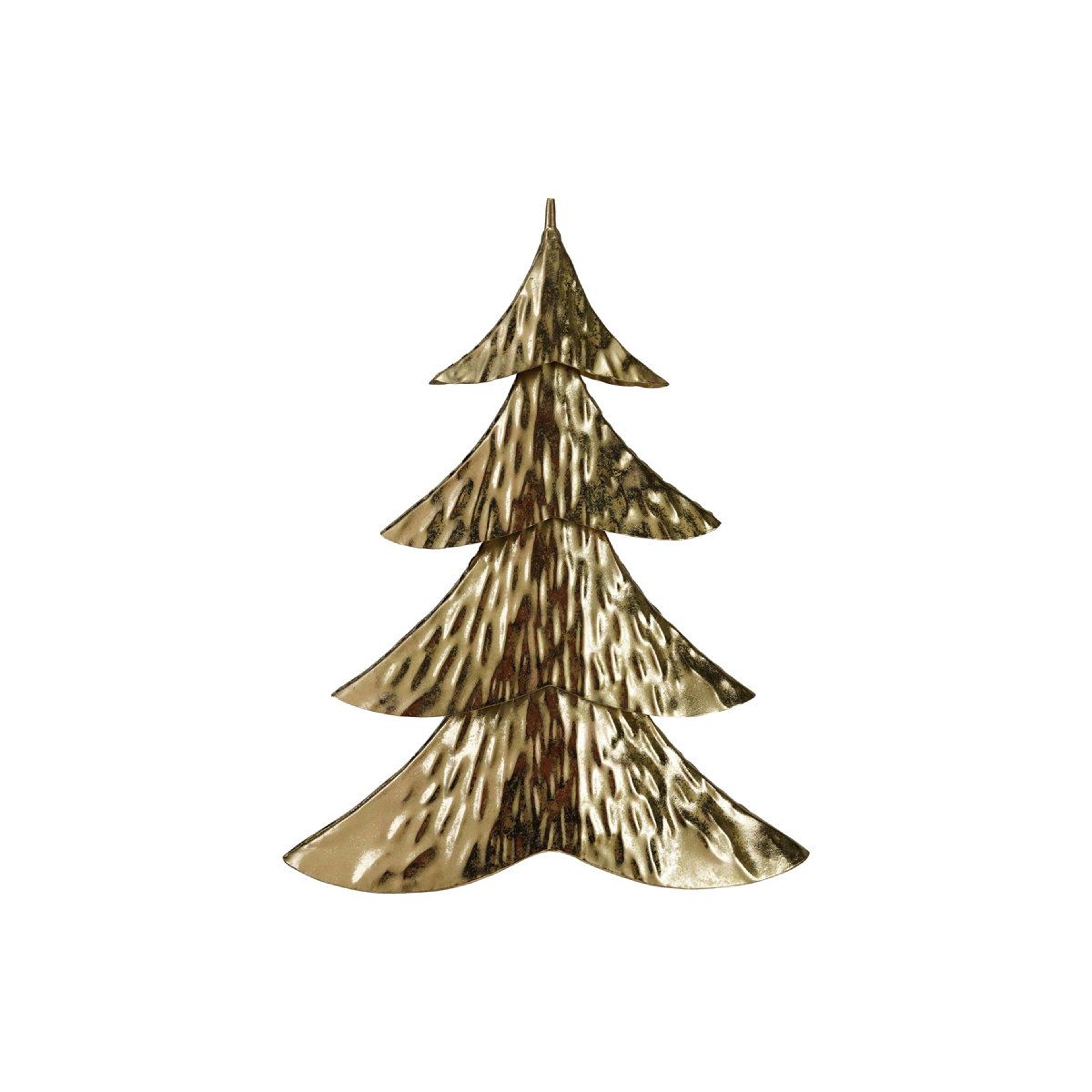 gold iron tree sculpture – rustic hammered metal tabletop holiday decor