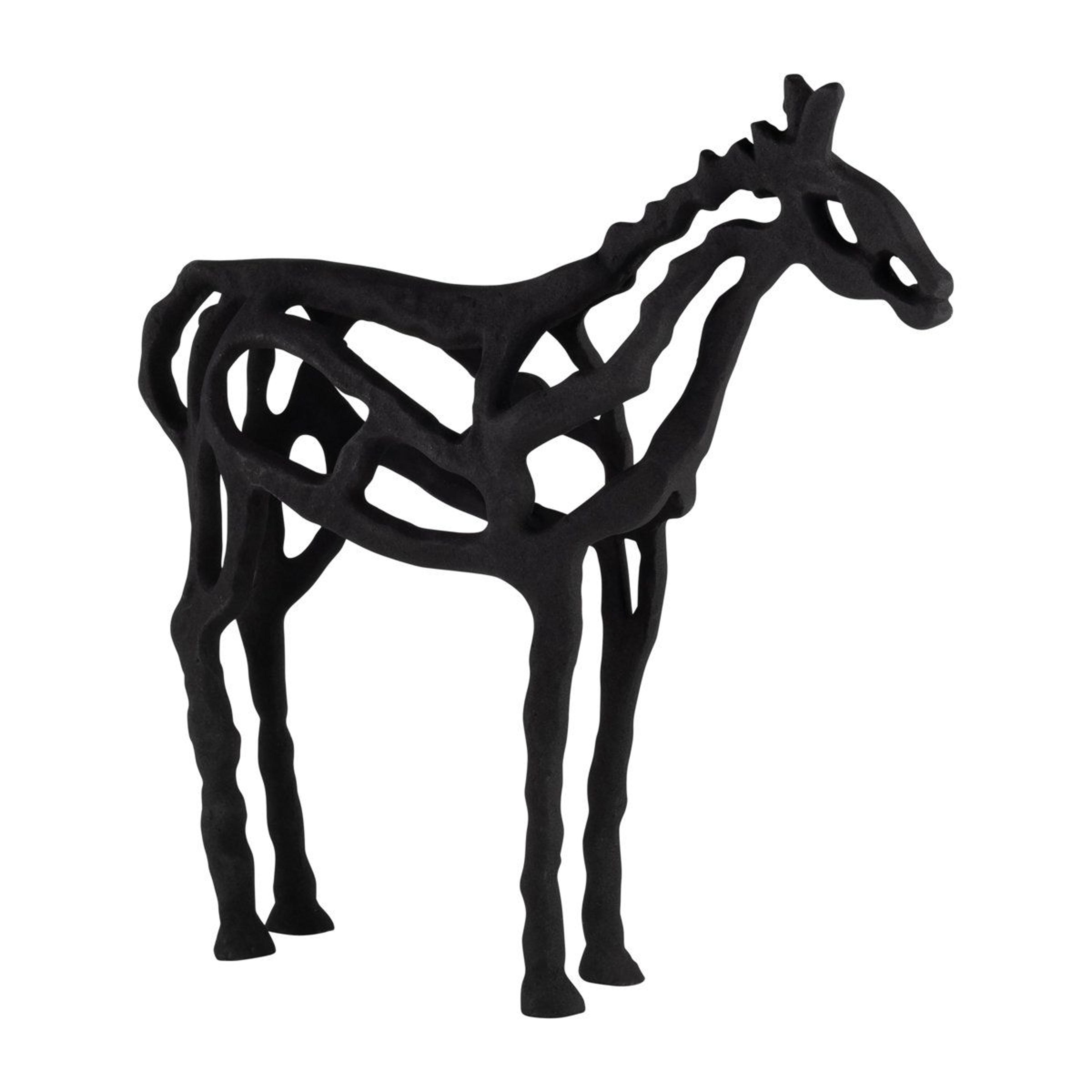 modern aluminum giraffe figurine – abstract black animal sculpture for home decor