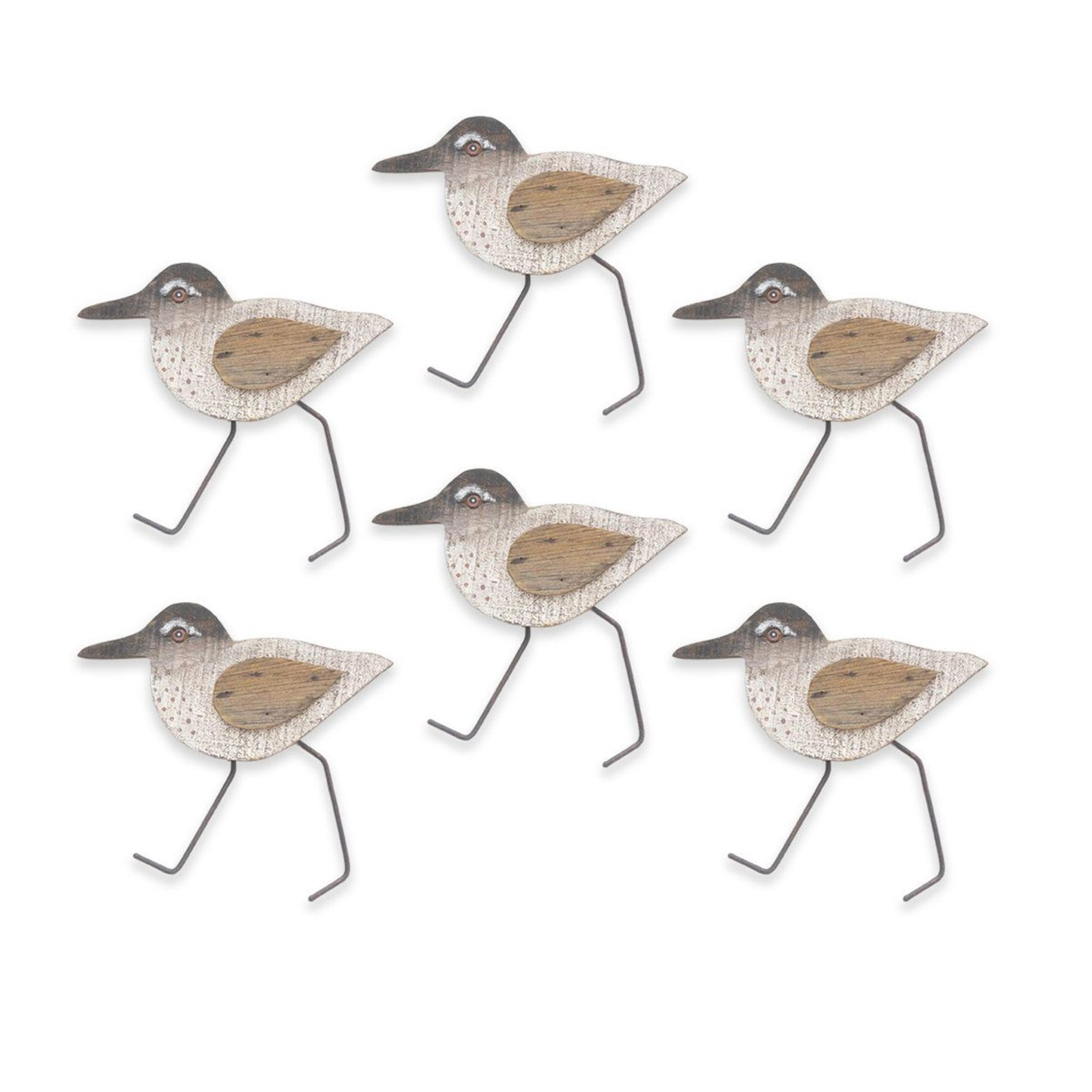 handmade sandpiper solid wood coastal wall decor set of 6 in gray