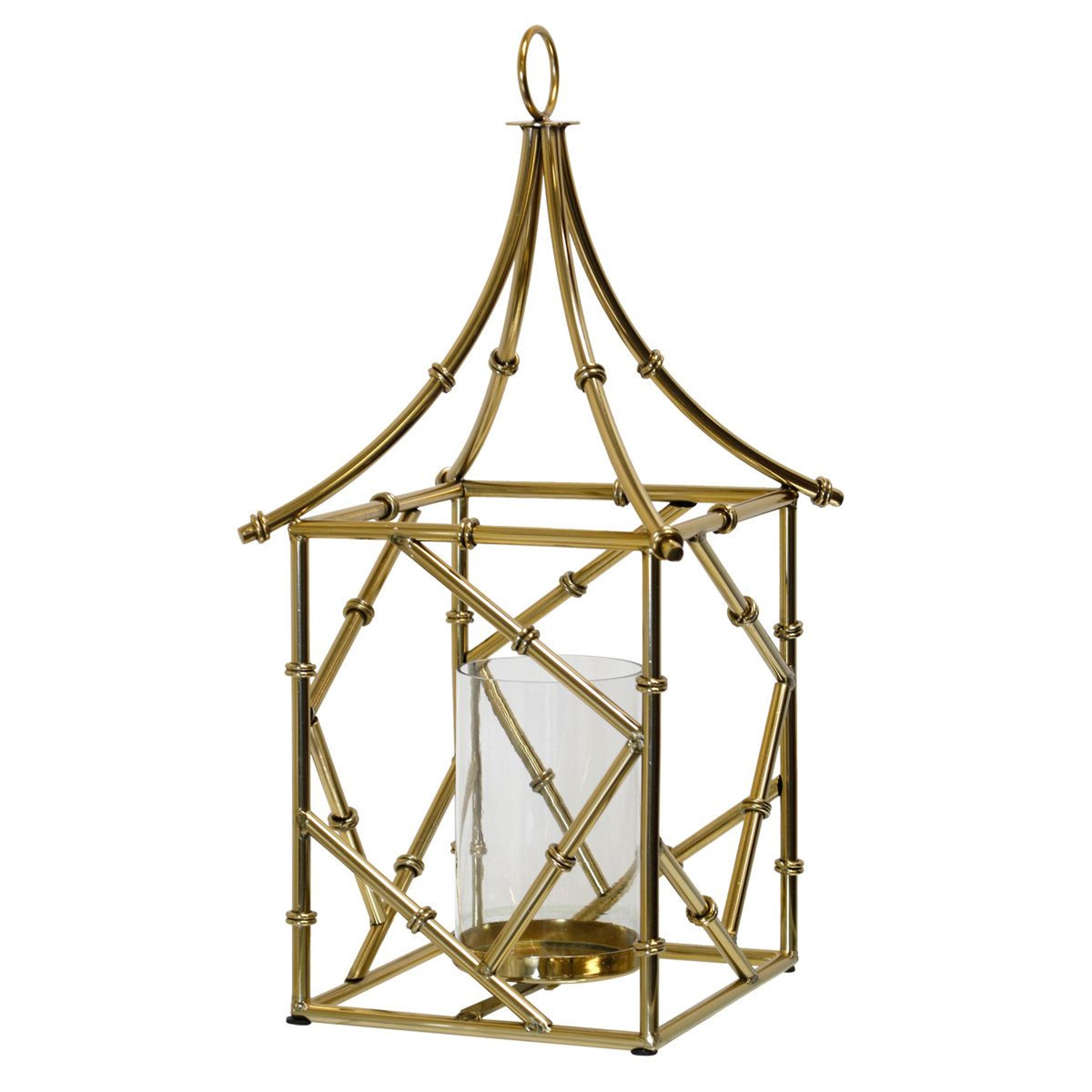 gold metal and glass lantern candle holder for votive candles