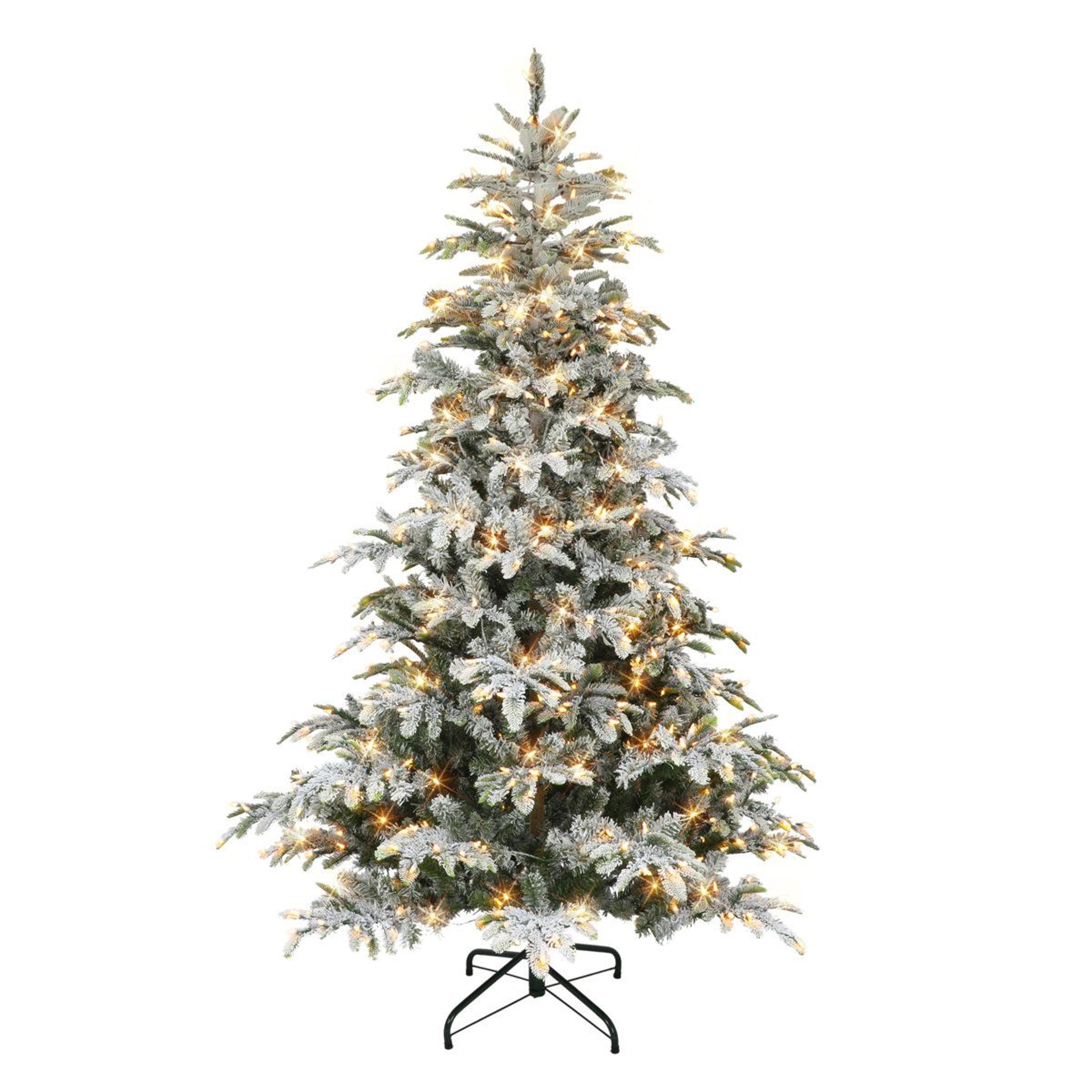 7.5-foot pre-lit flocked artificial christmas tree with 600 color-changing led lights