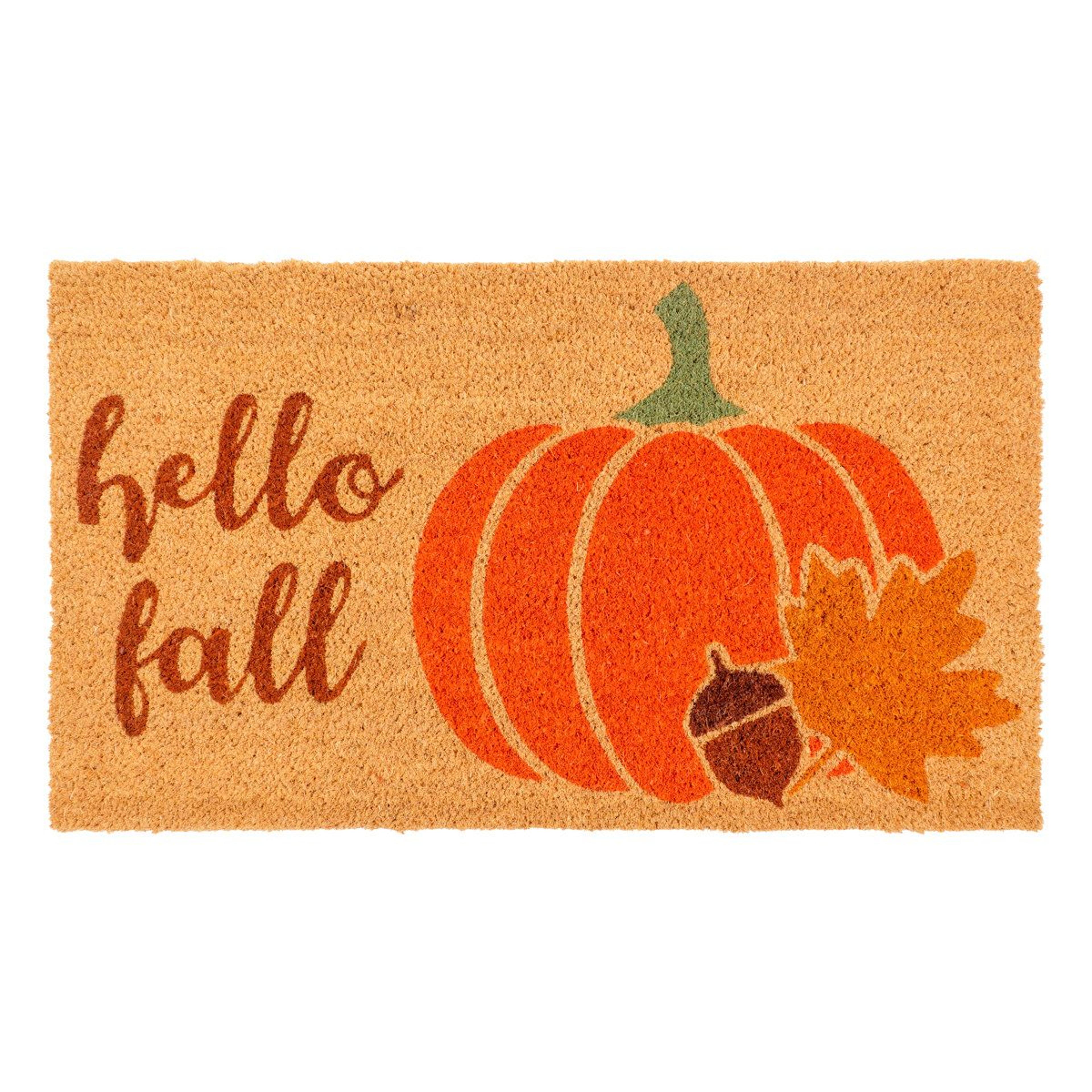 thanksgiving coir doormat with non-slip backing – orange indoor outdoor entry mat