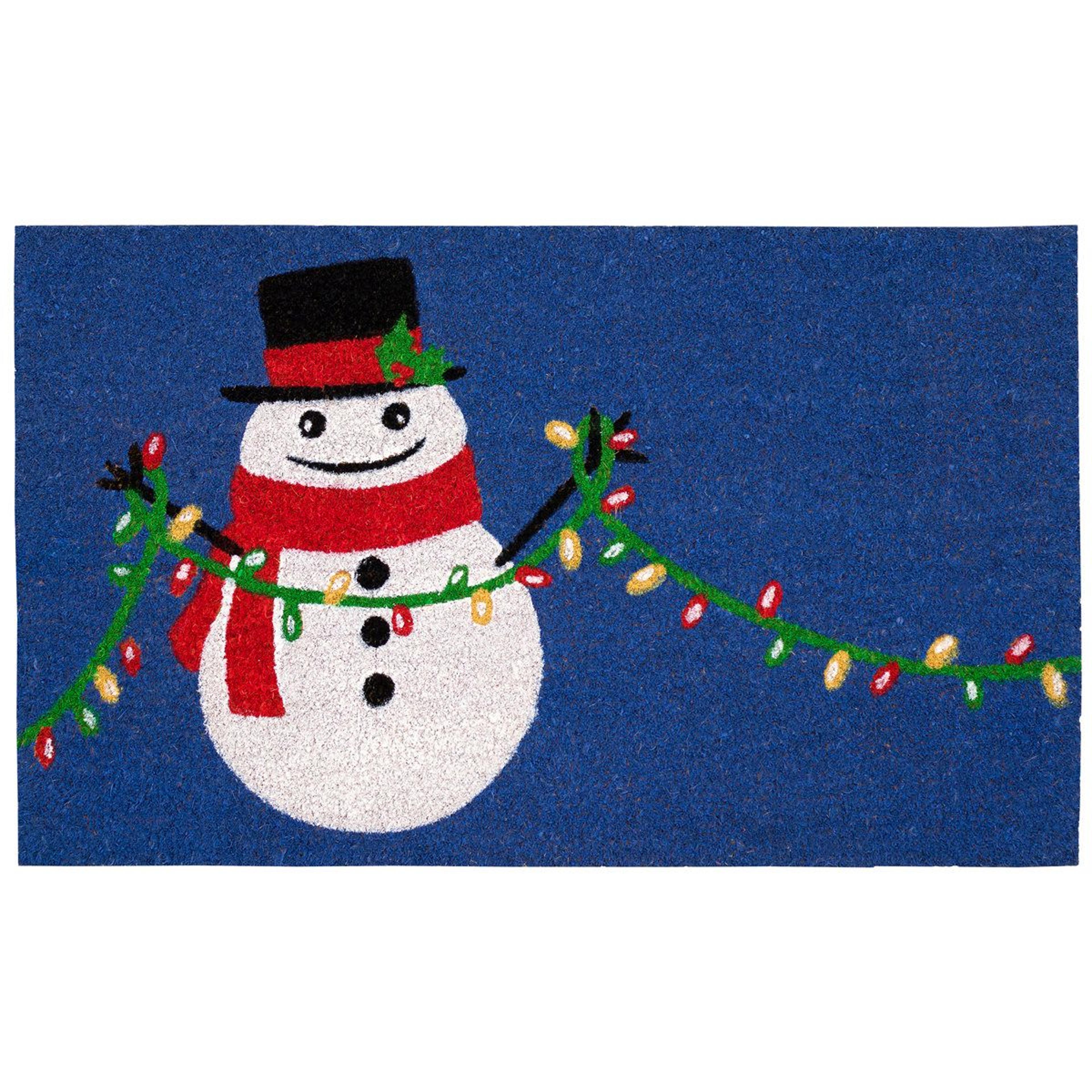 non-slip christmas doormat with snowman design 18 x 30 inch coir entryway mat