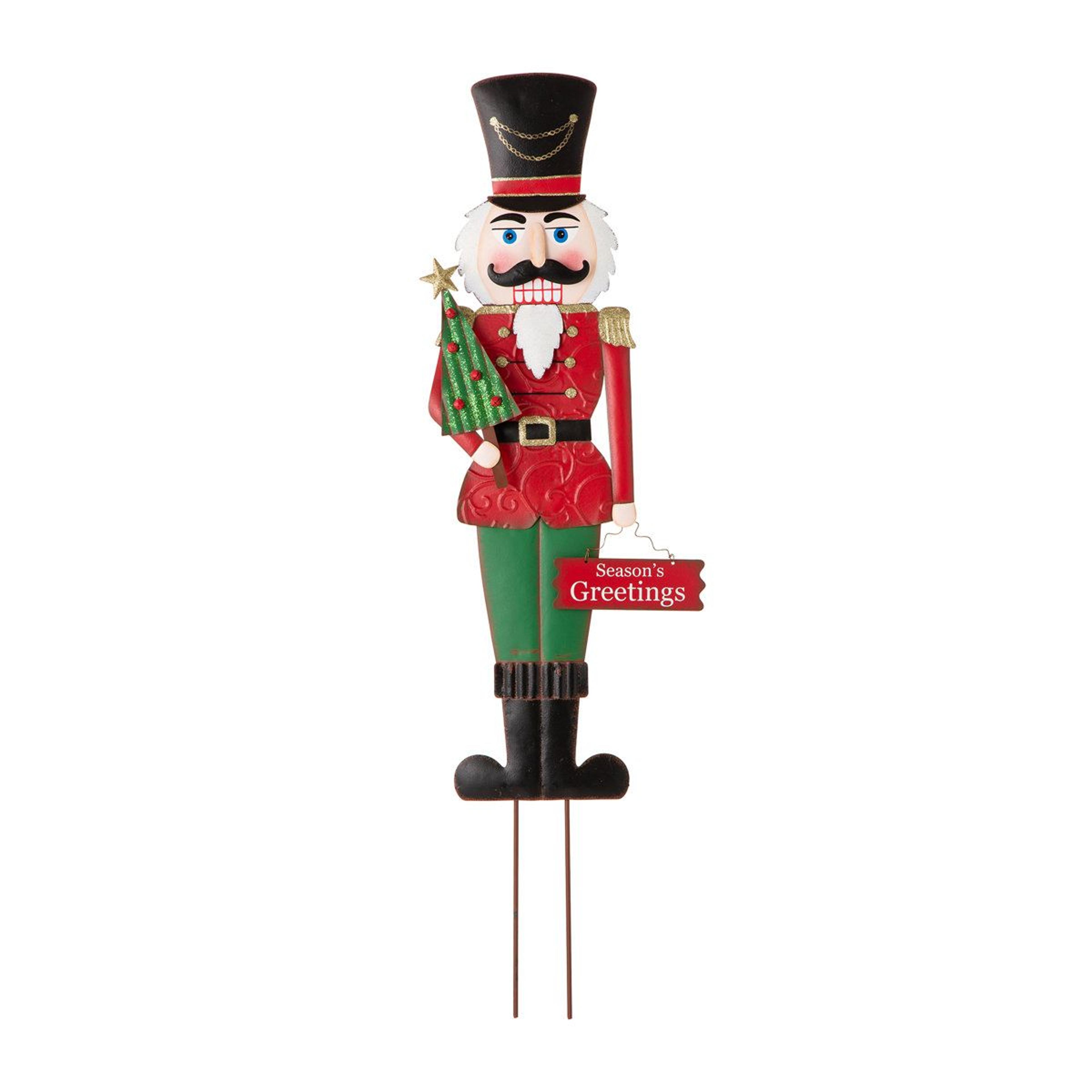 36-inch metal nutcracker yard stake and christmas wall decor