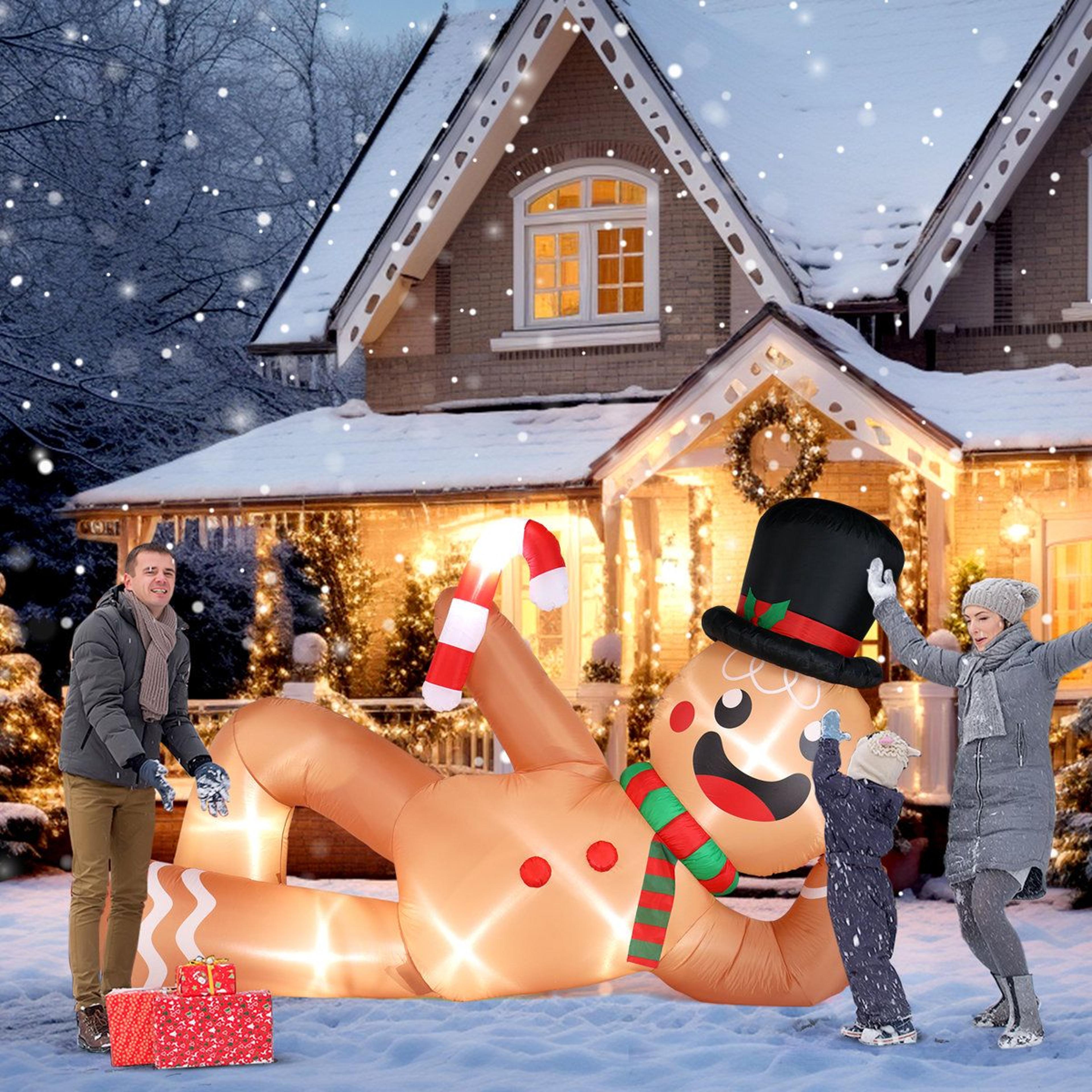 118-inch led lighted gingerbread man inflatable christmas yard decoration