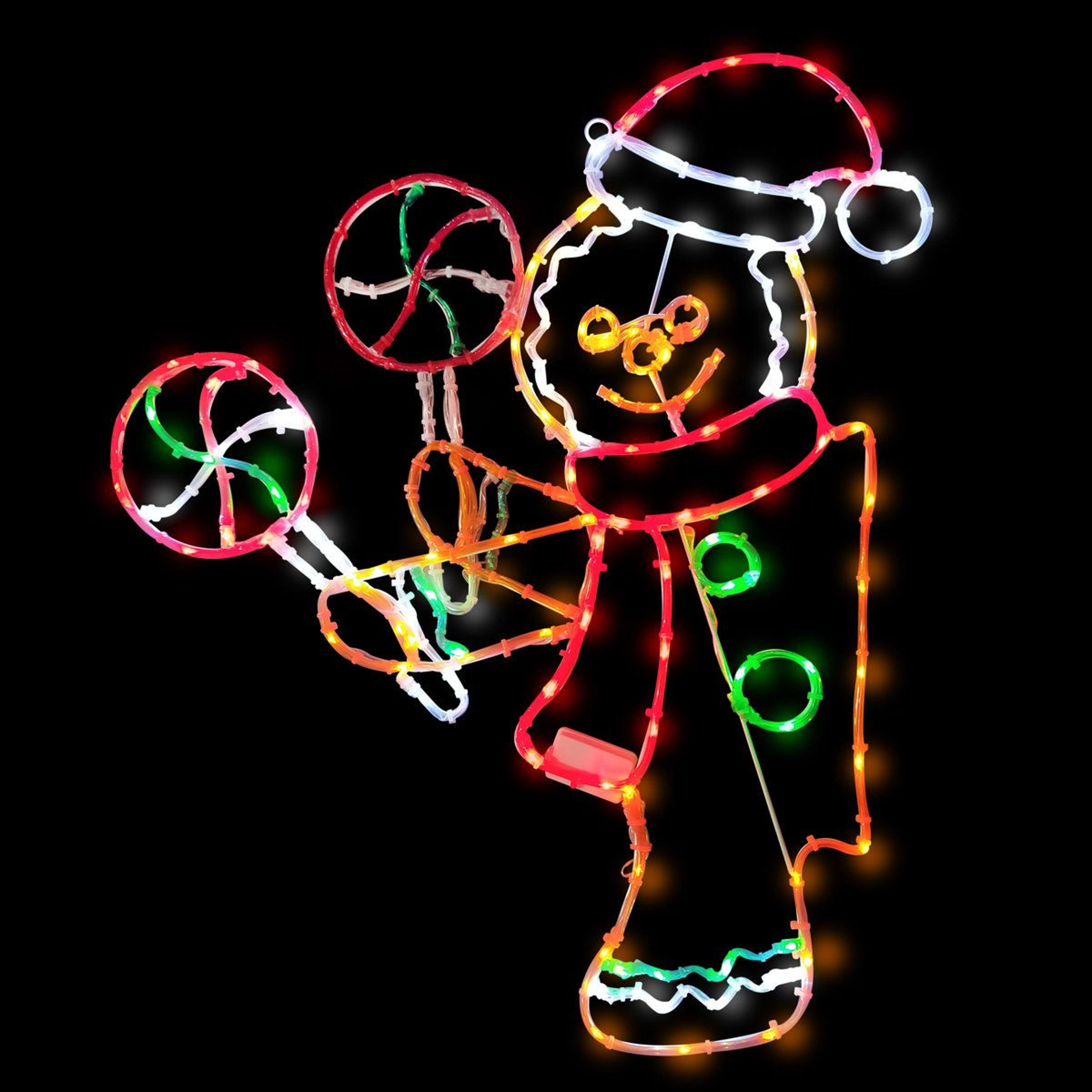 2 ft gingerbread christmas window decoration with 159 multicolor led motion lights
