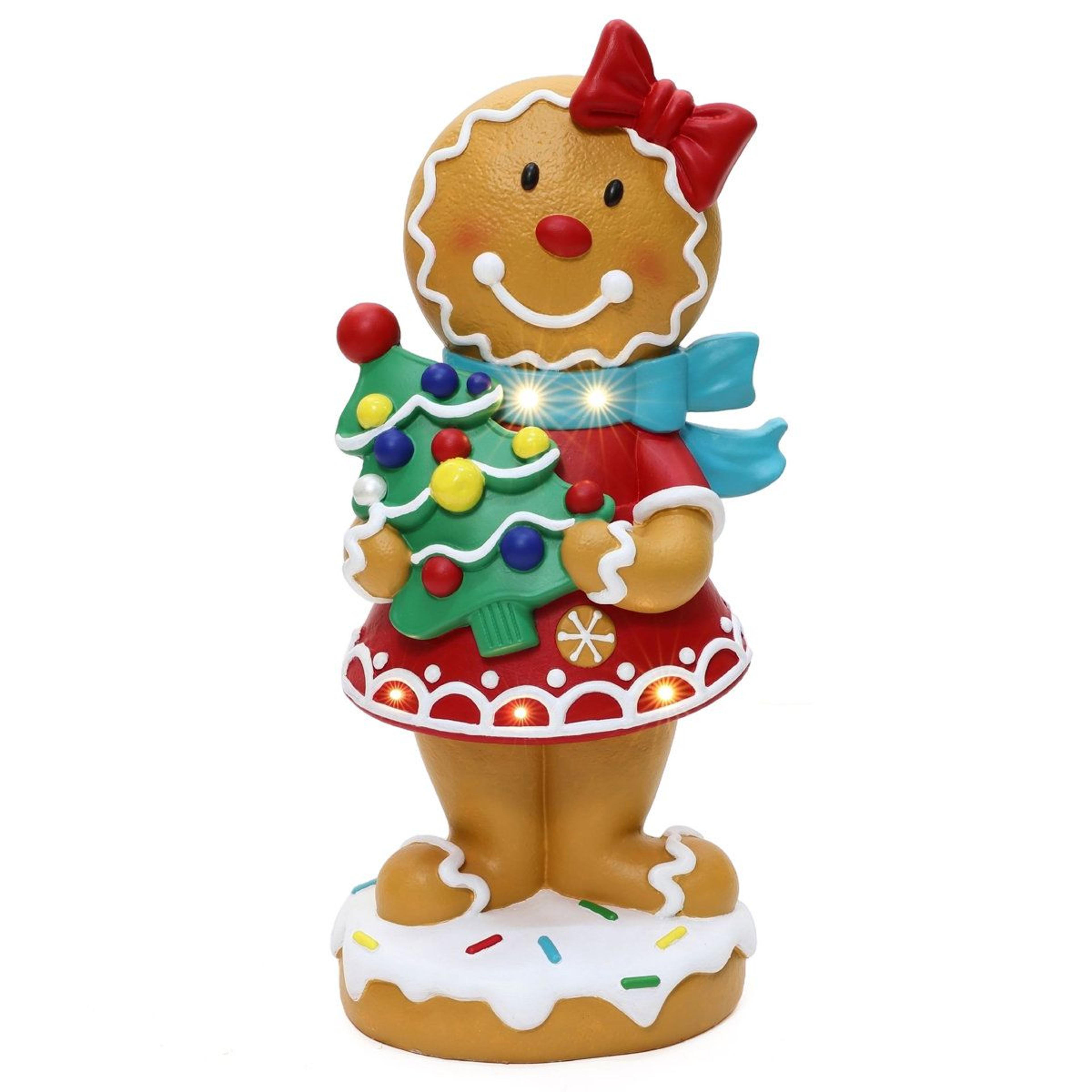 lighted gingerbread girl christmas statue with led lights for holiday decor