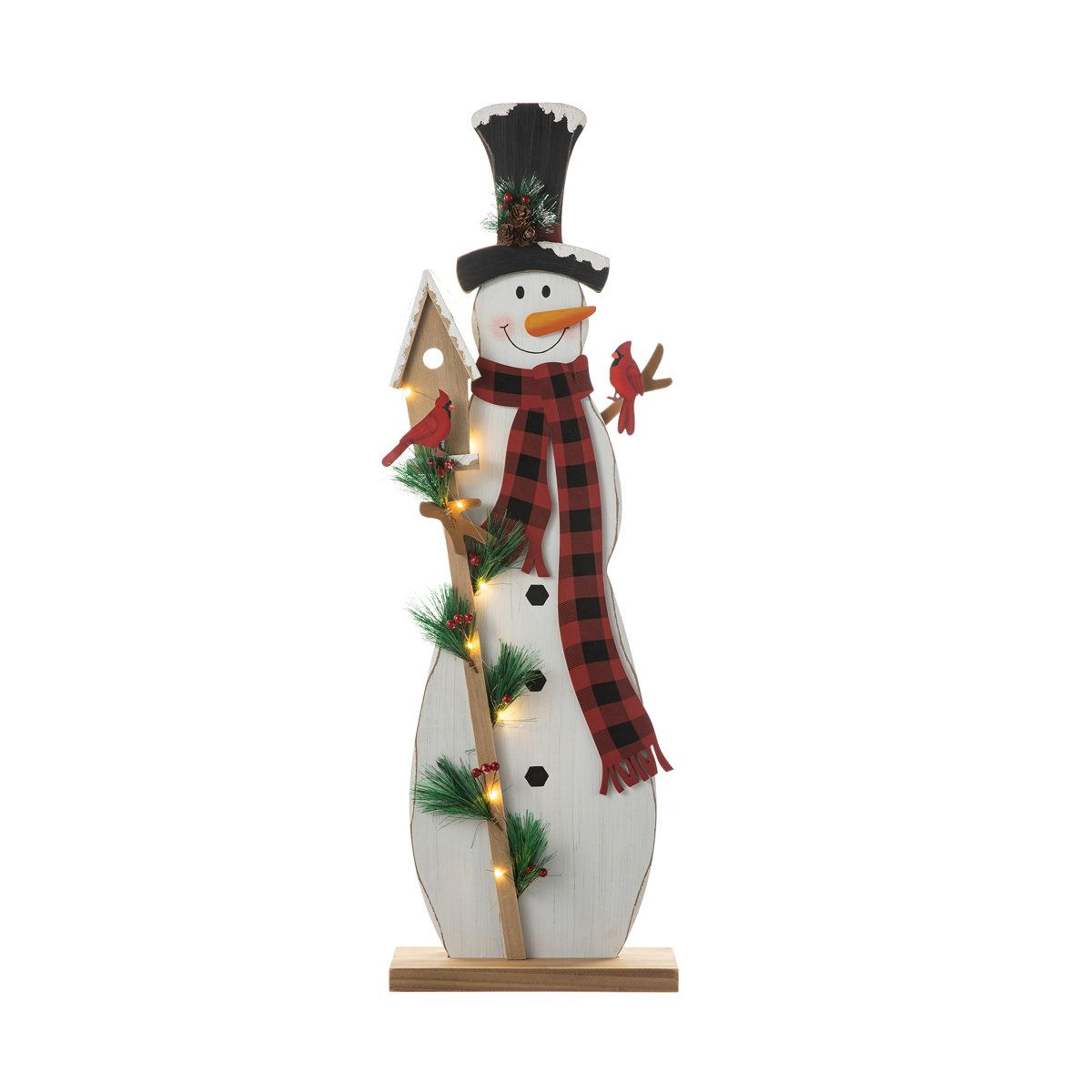 lighted wooden christmas snowman porch decor with warm white led lights