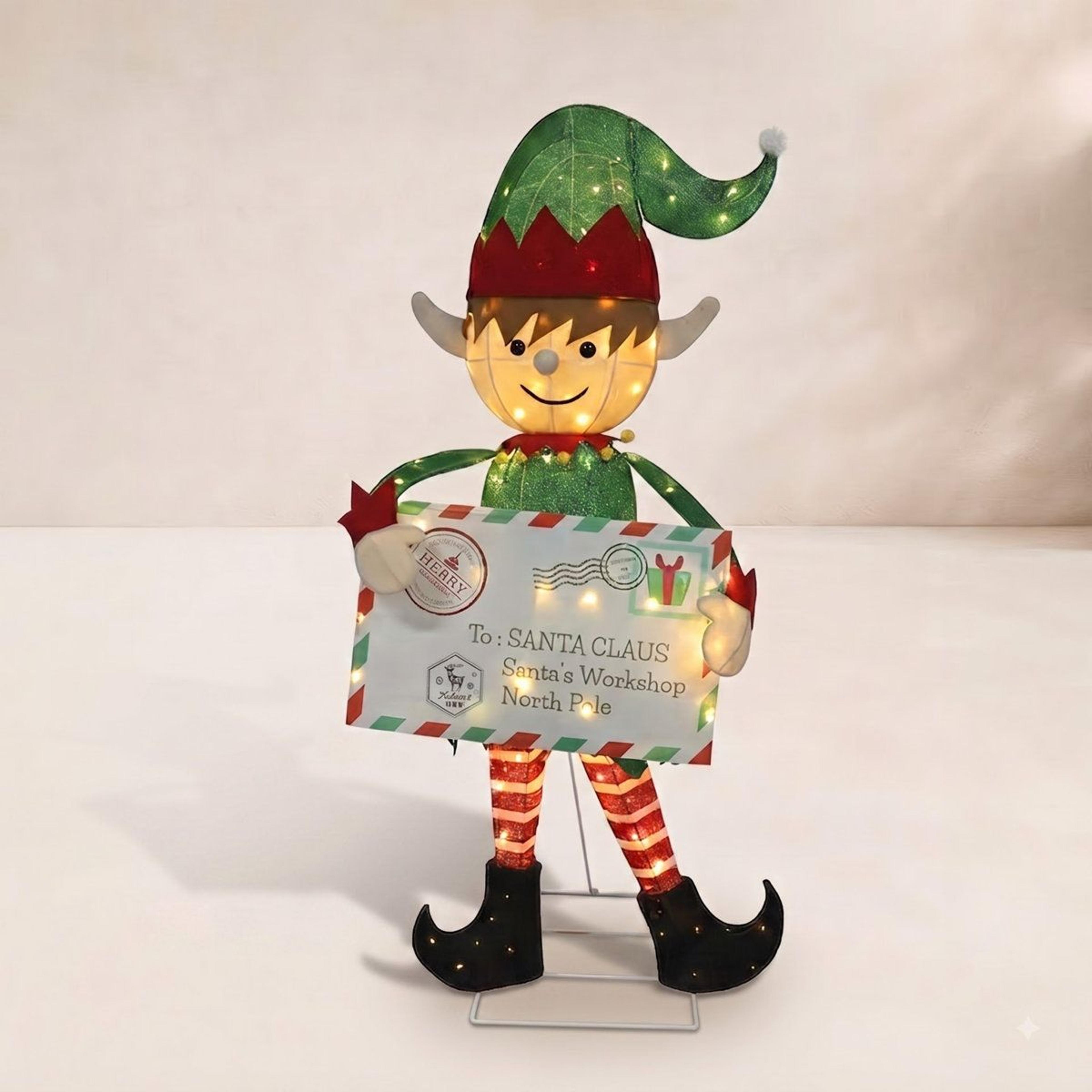 lighted christmas elf outdoor decoration with 100 warm white led lights
