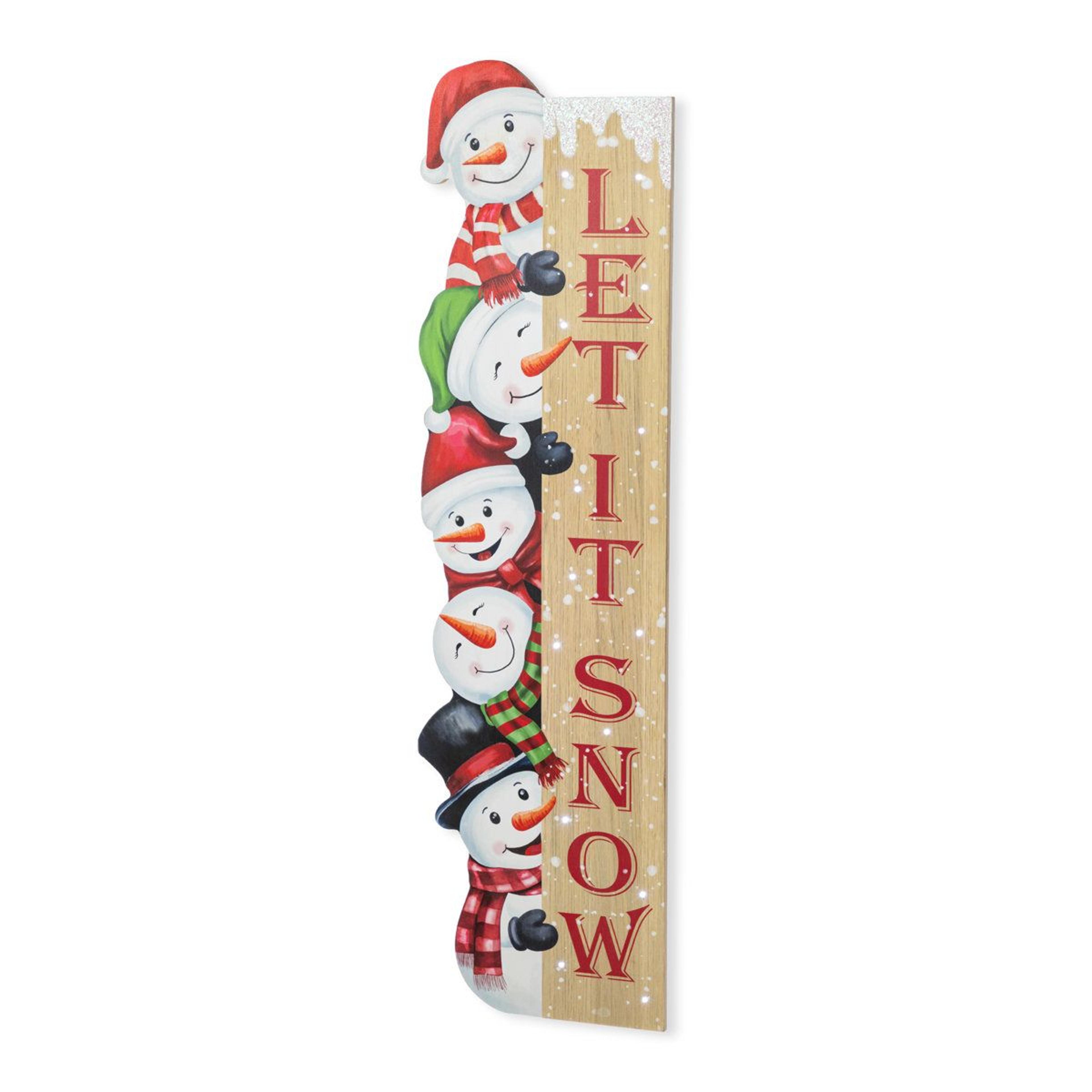 41.75-inch lighted wooden christmas snowman porch decor with timer