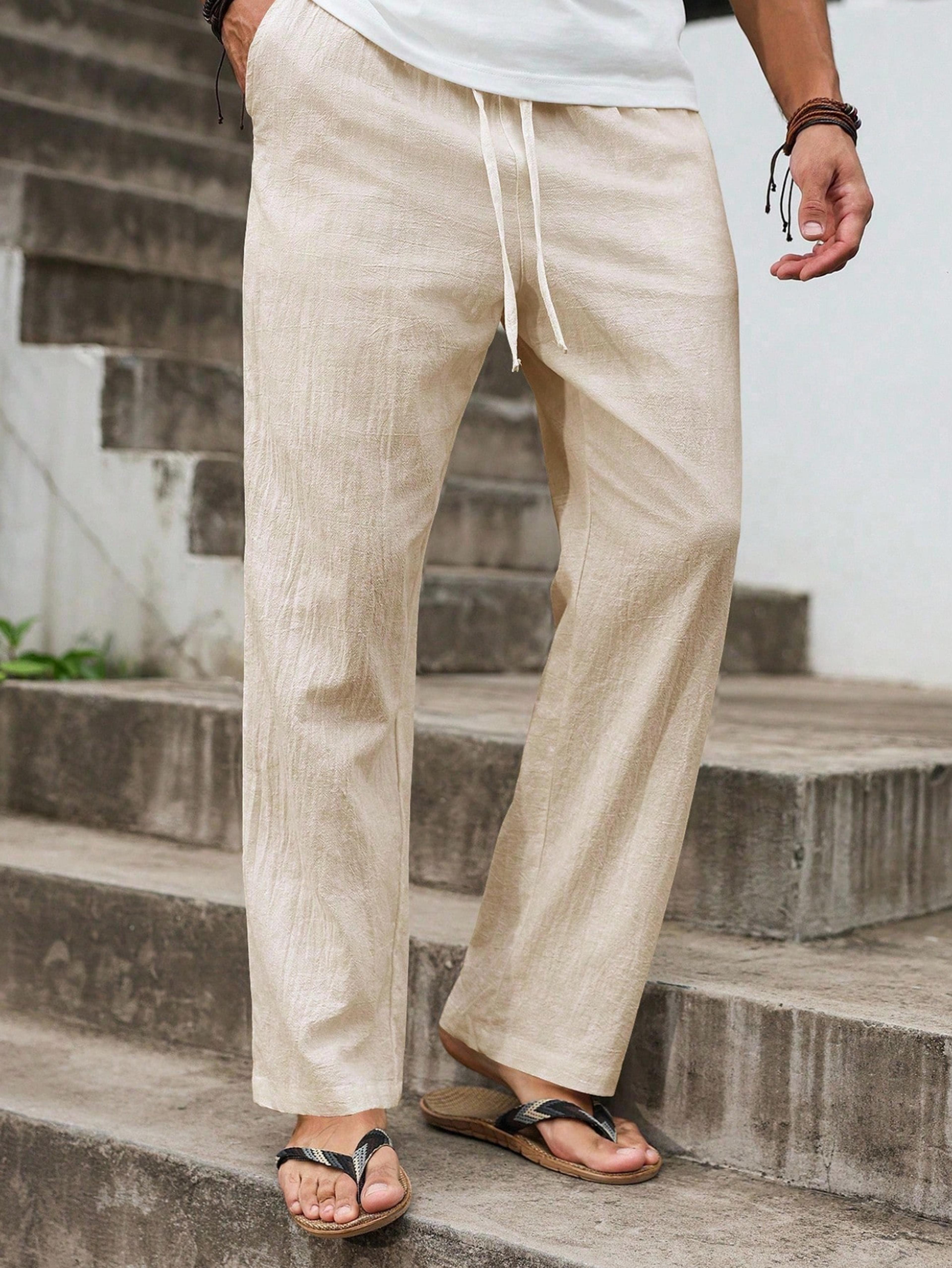 men breathable linen trousers