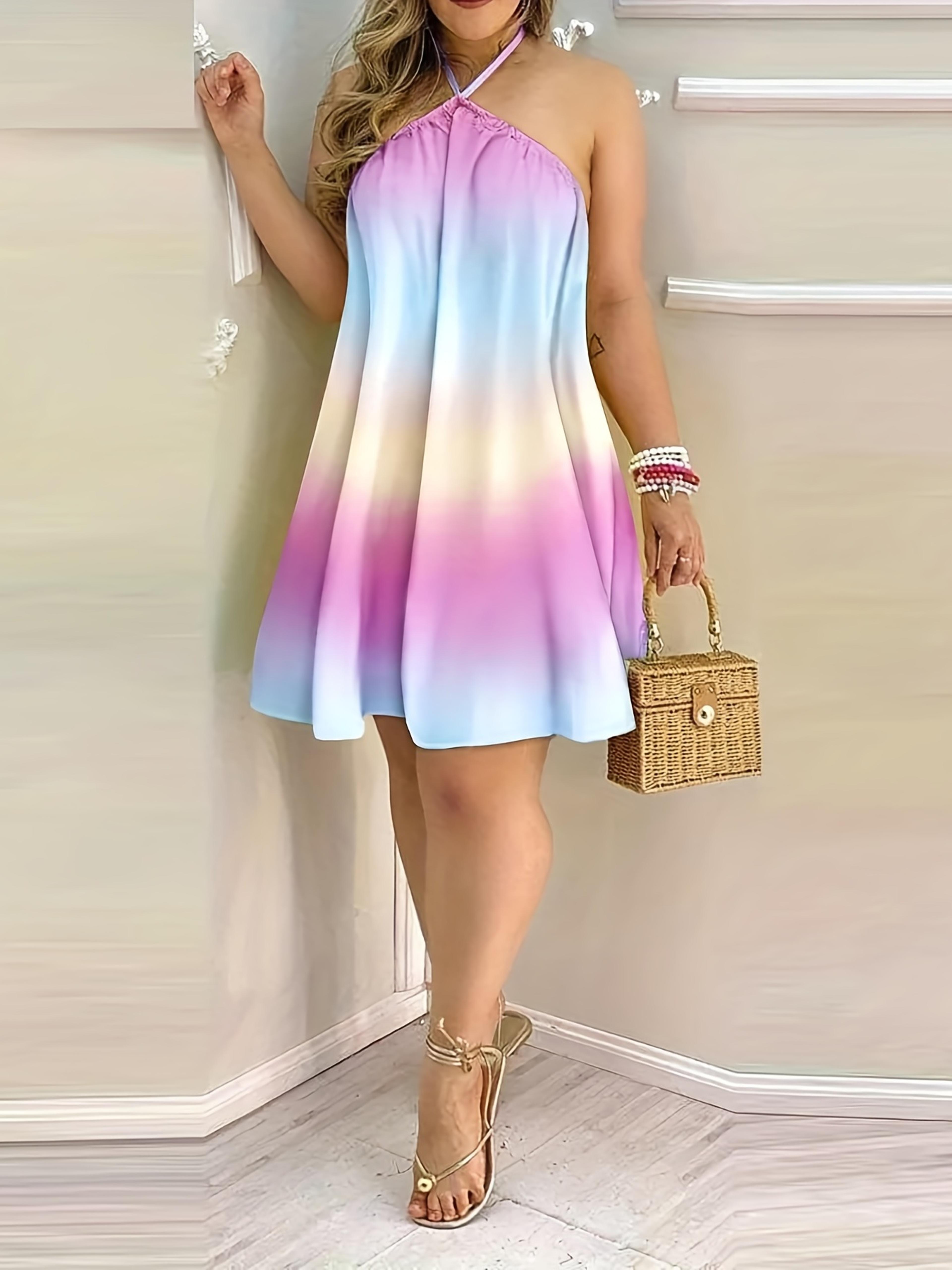 plus size floral halter mini dress
