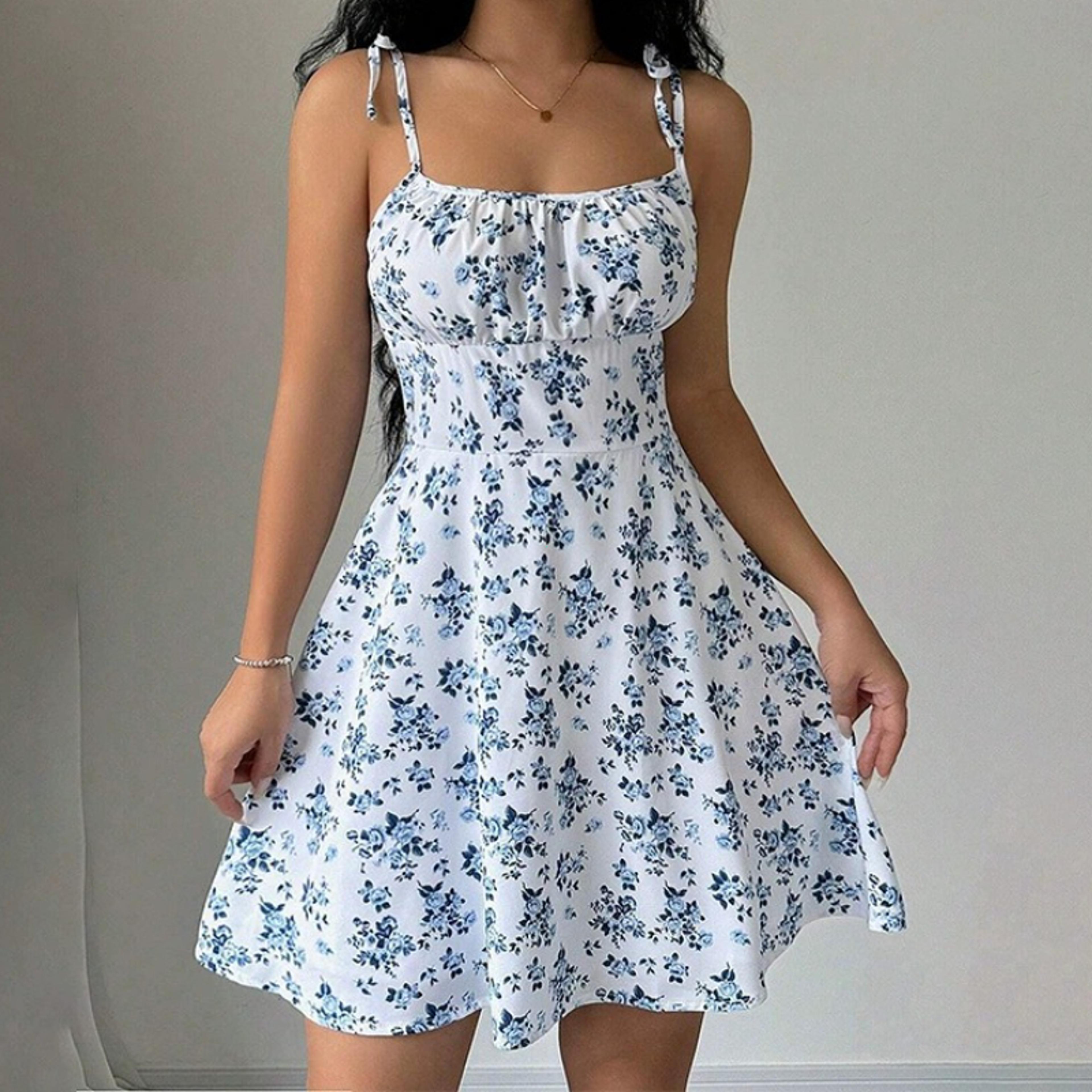 floral spaghetti strap summer beach sundress