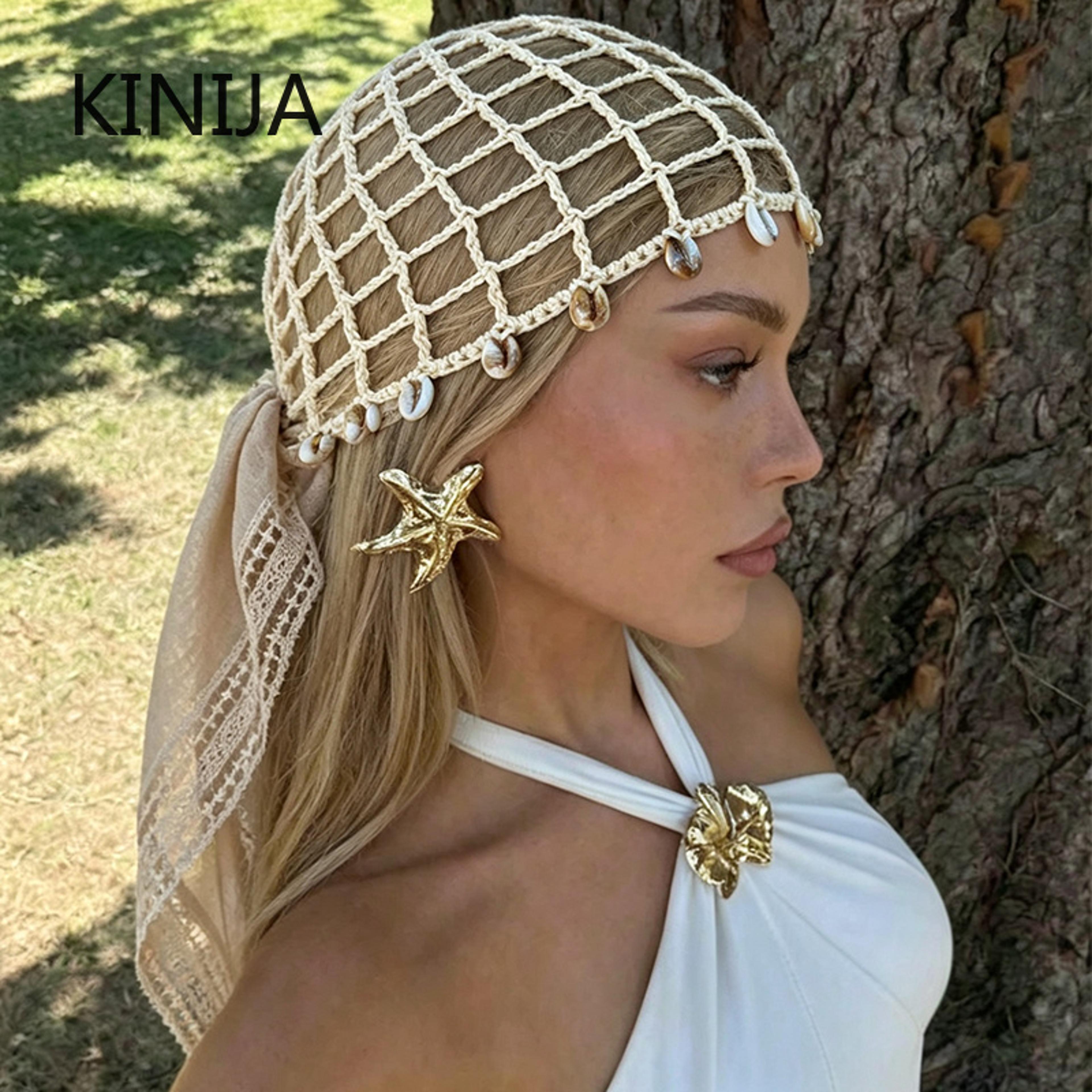 korean style mesh crochet beret hat