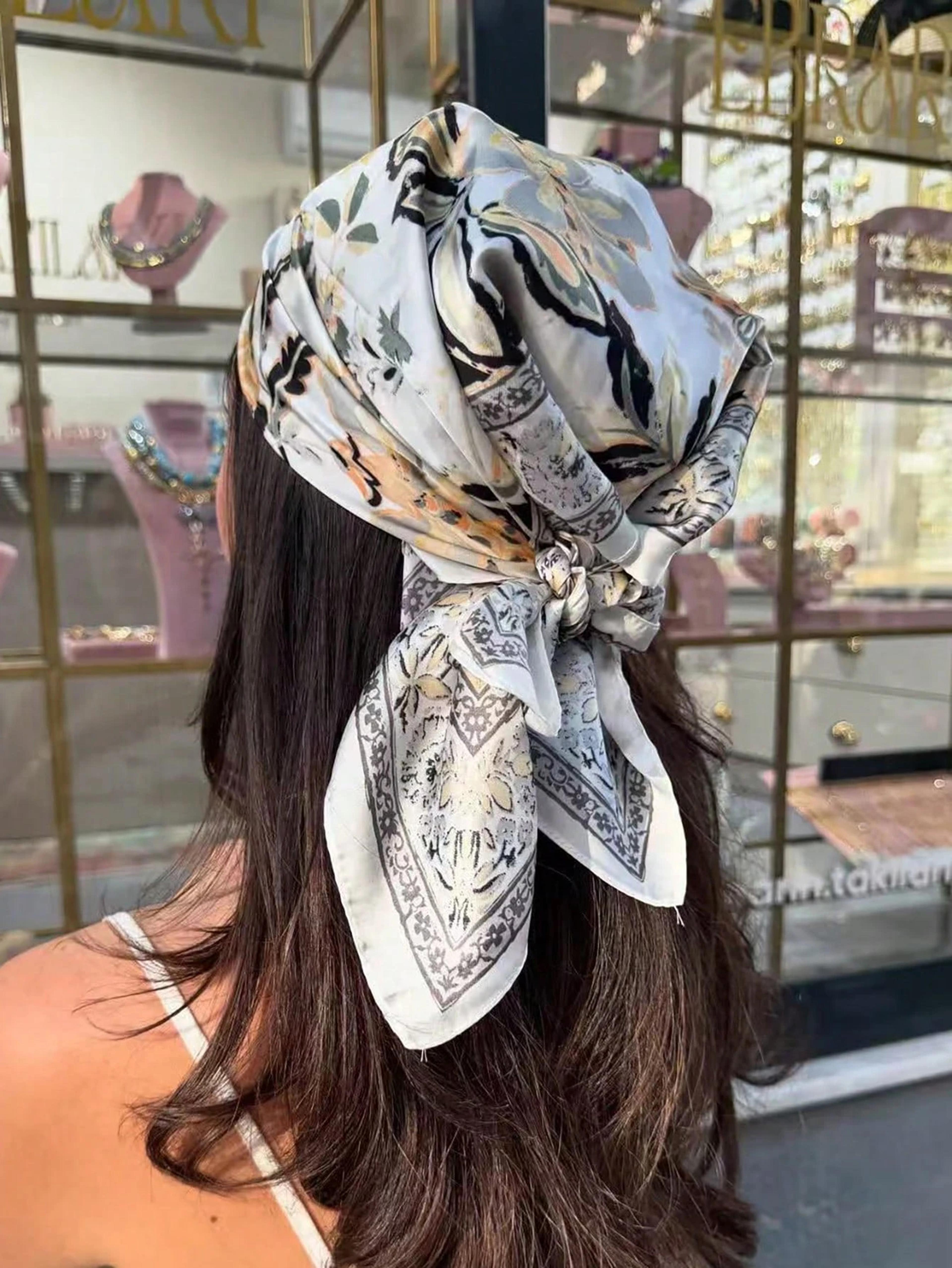 floral print square beach scarf