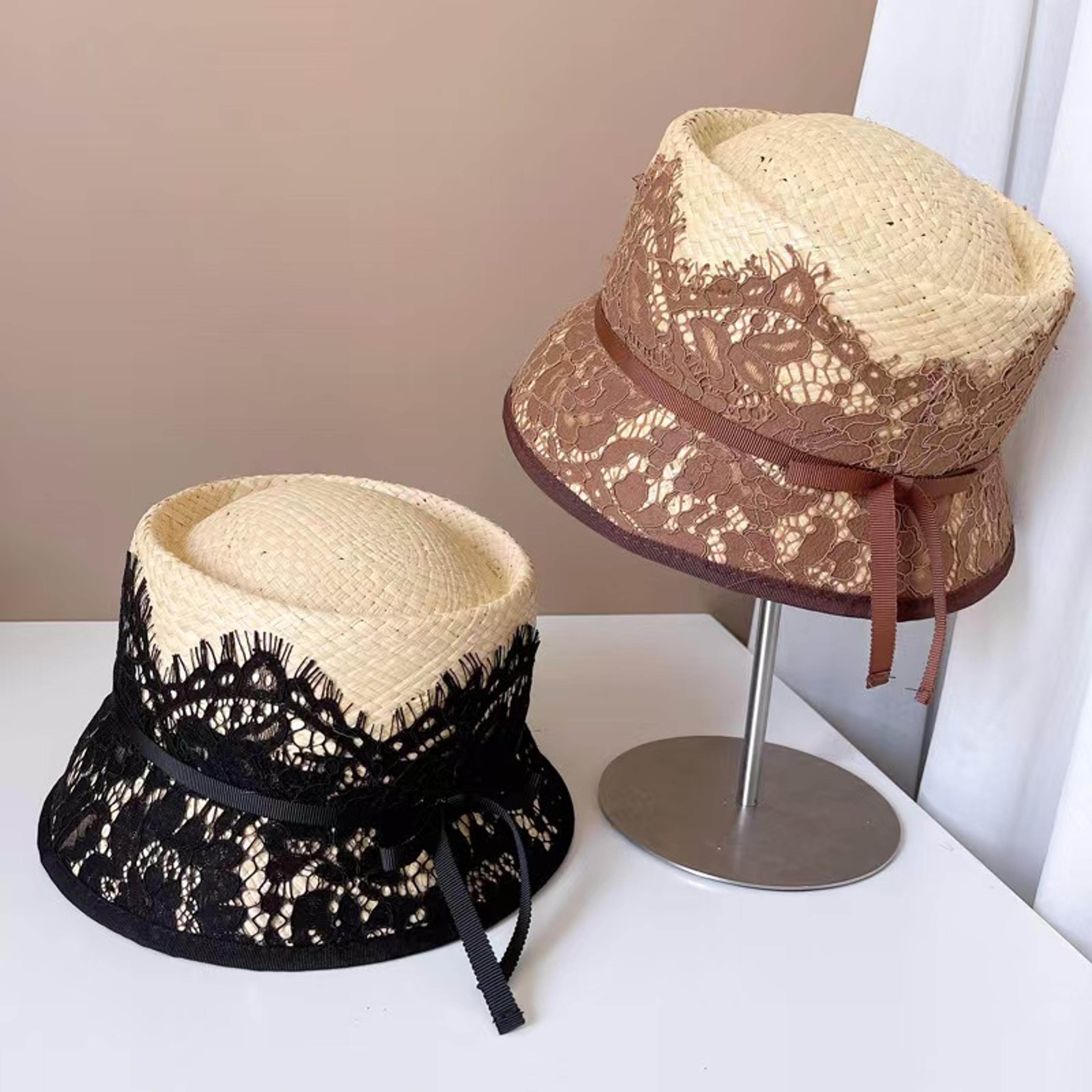 elegant bow raffia bucket hat for women beach sun protection